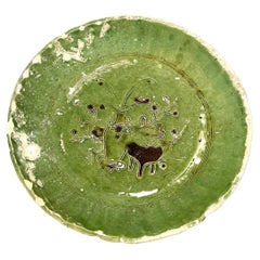 Green-Glazed Earthenware Dish Circa 1725, Qing Dynasty, Yongzheng Reign