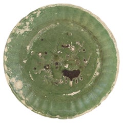 Green-Glazed Earthenware Dish Circa 1725, Qing Dynasty, Yongzheng Reign