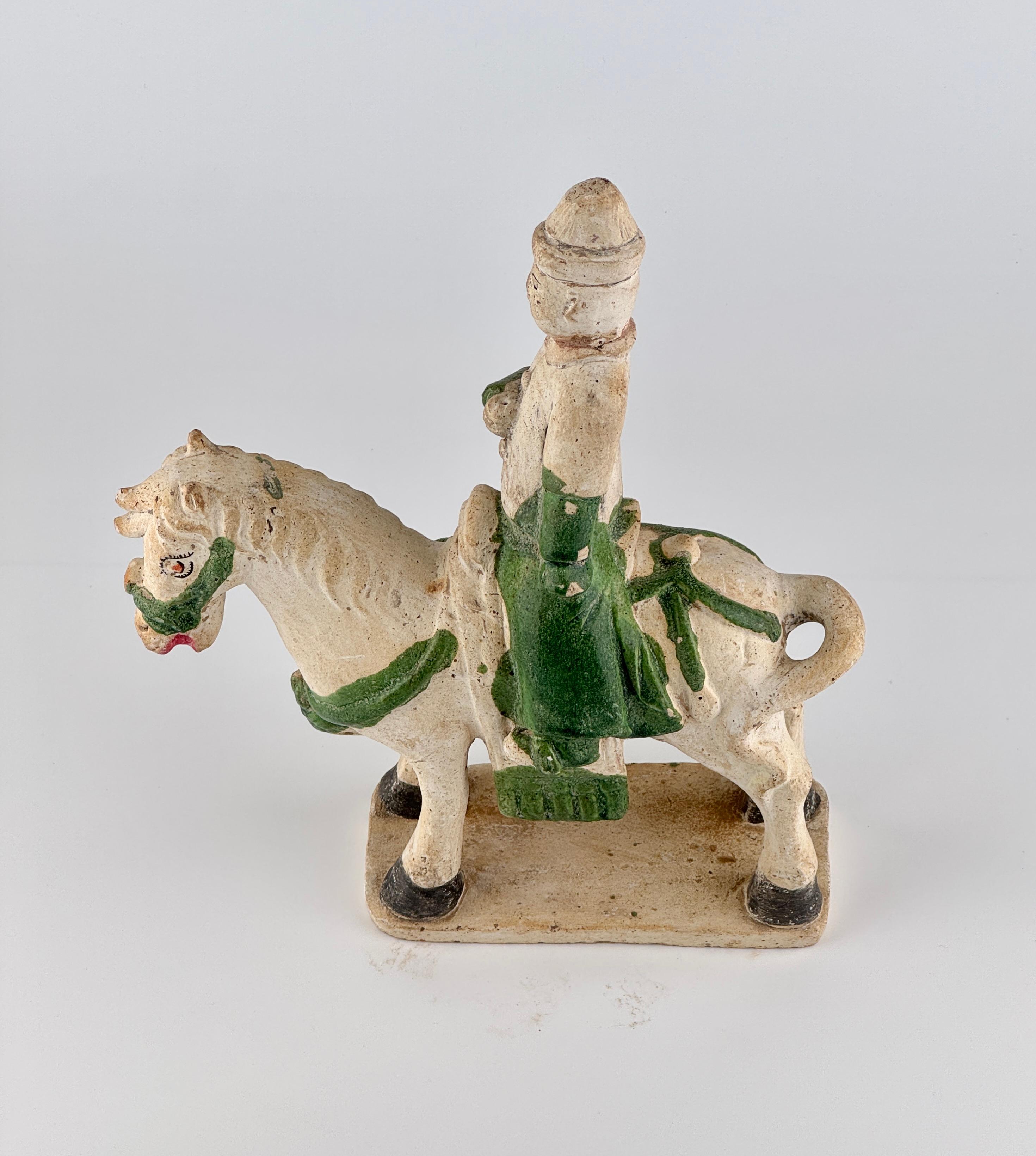 Green Glazed Horse and Rider, Ming period(15-16th Century) For Sale 4