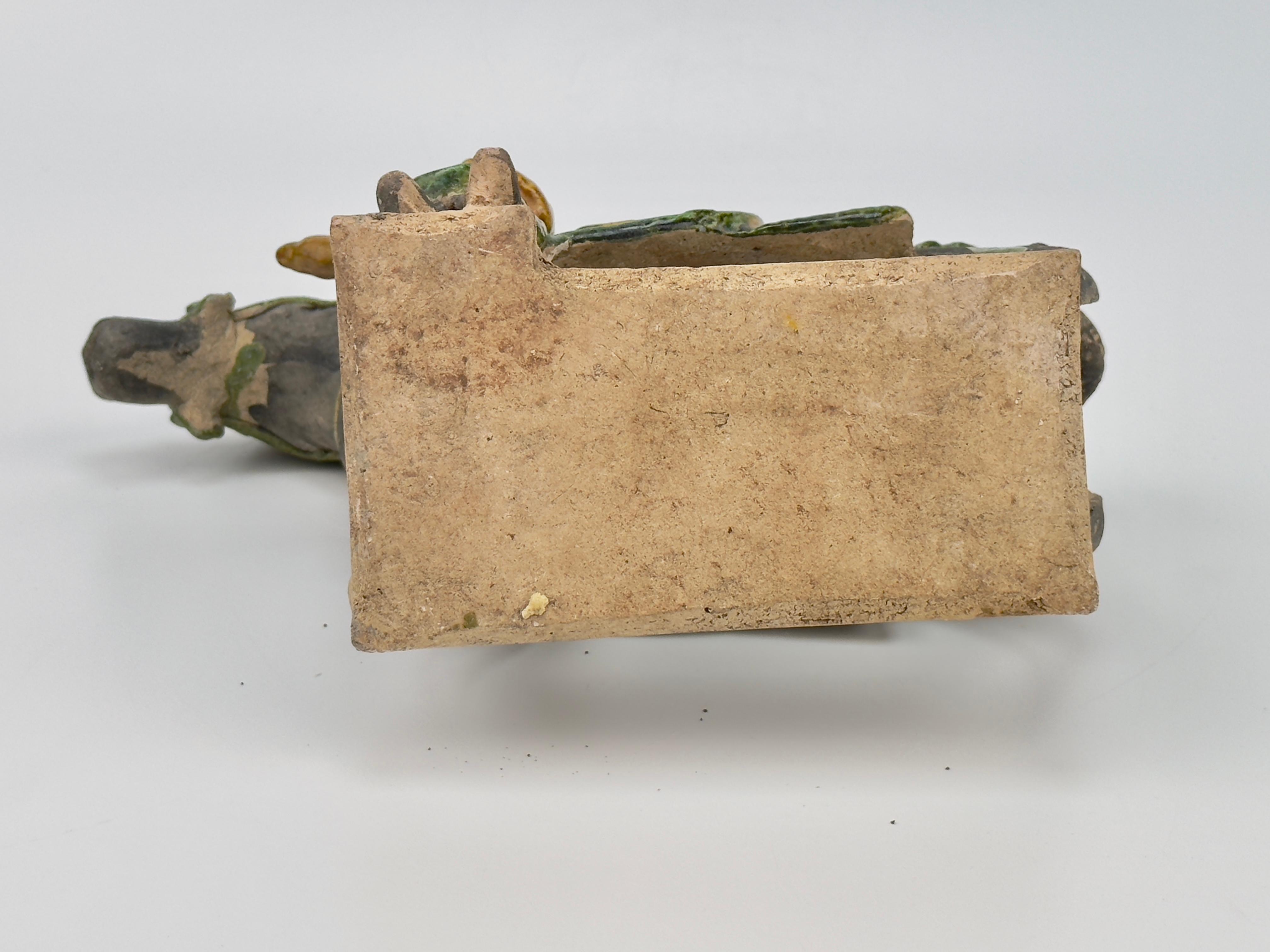 Ming Dynasty Green-Glazed Horse and Rider (15-16th Century) For Sale 3