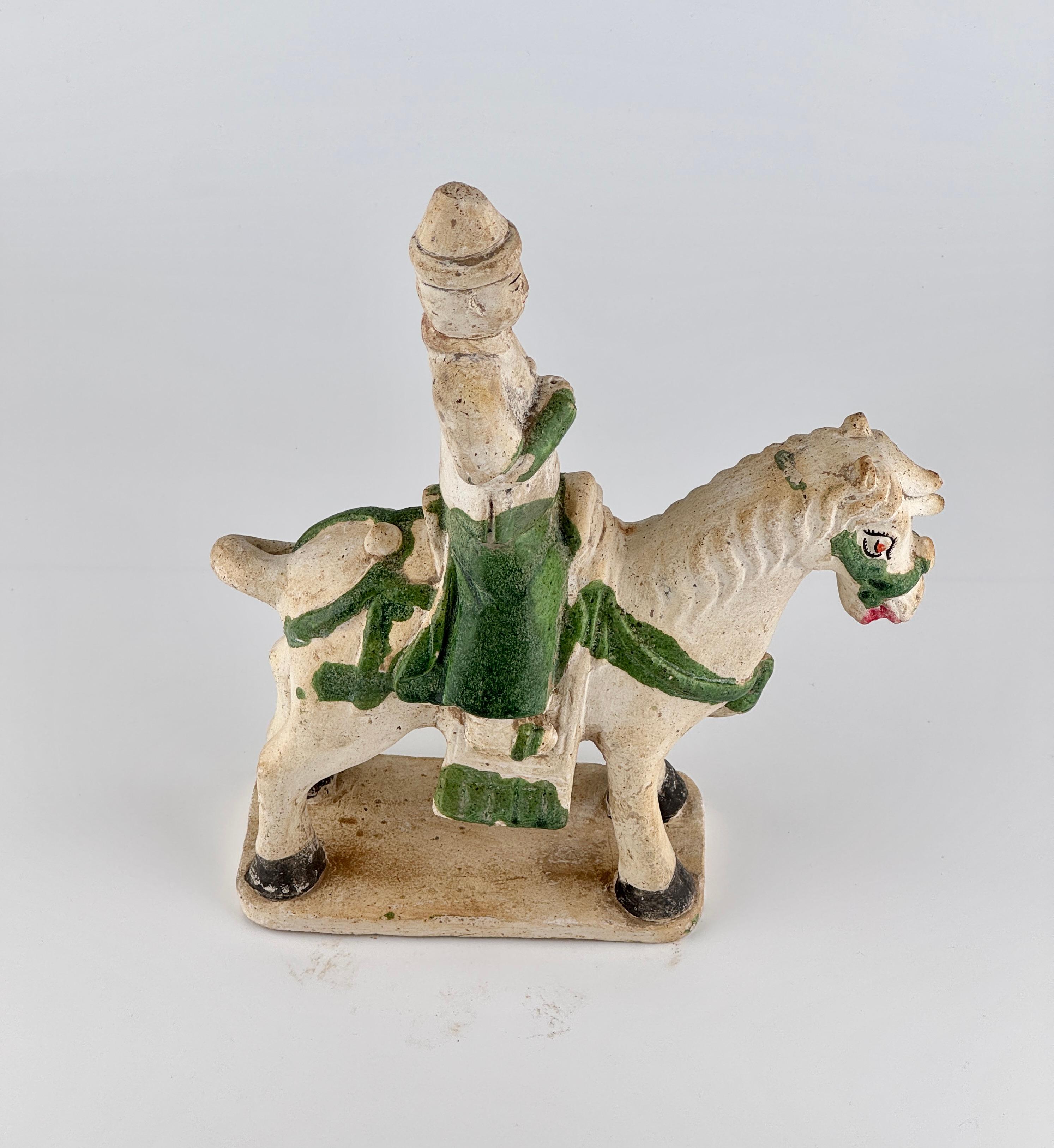 Green Glazed Horse and Rider, Ming period(15-16th Century) For Sale 6