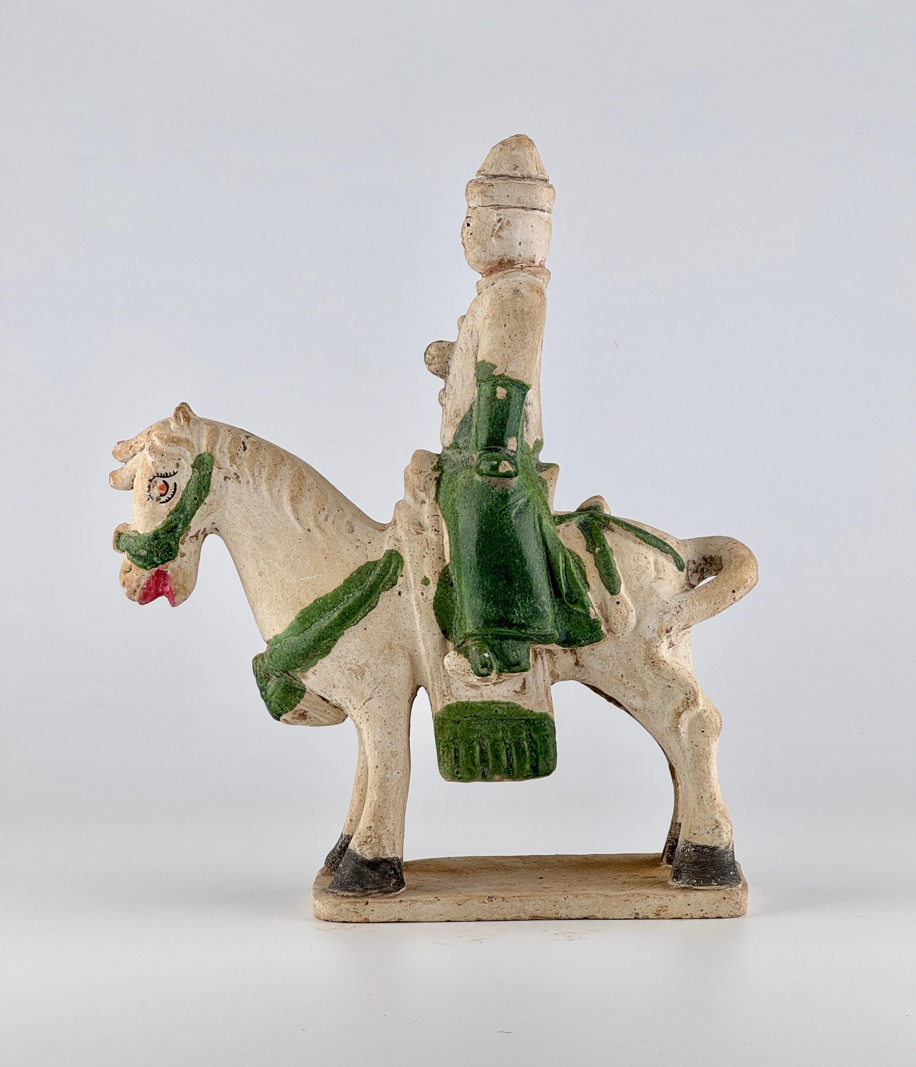 Hong Kong Green Glazed Horse and Rider, Ming period(15-16th Century) For Sale