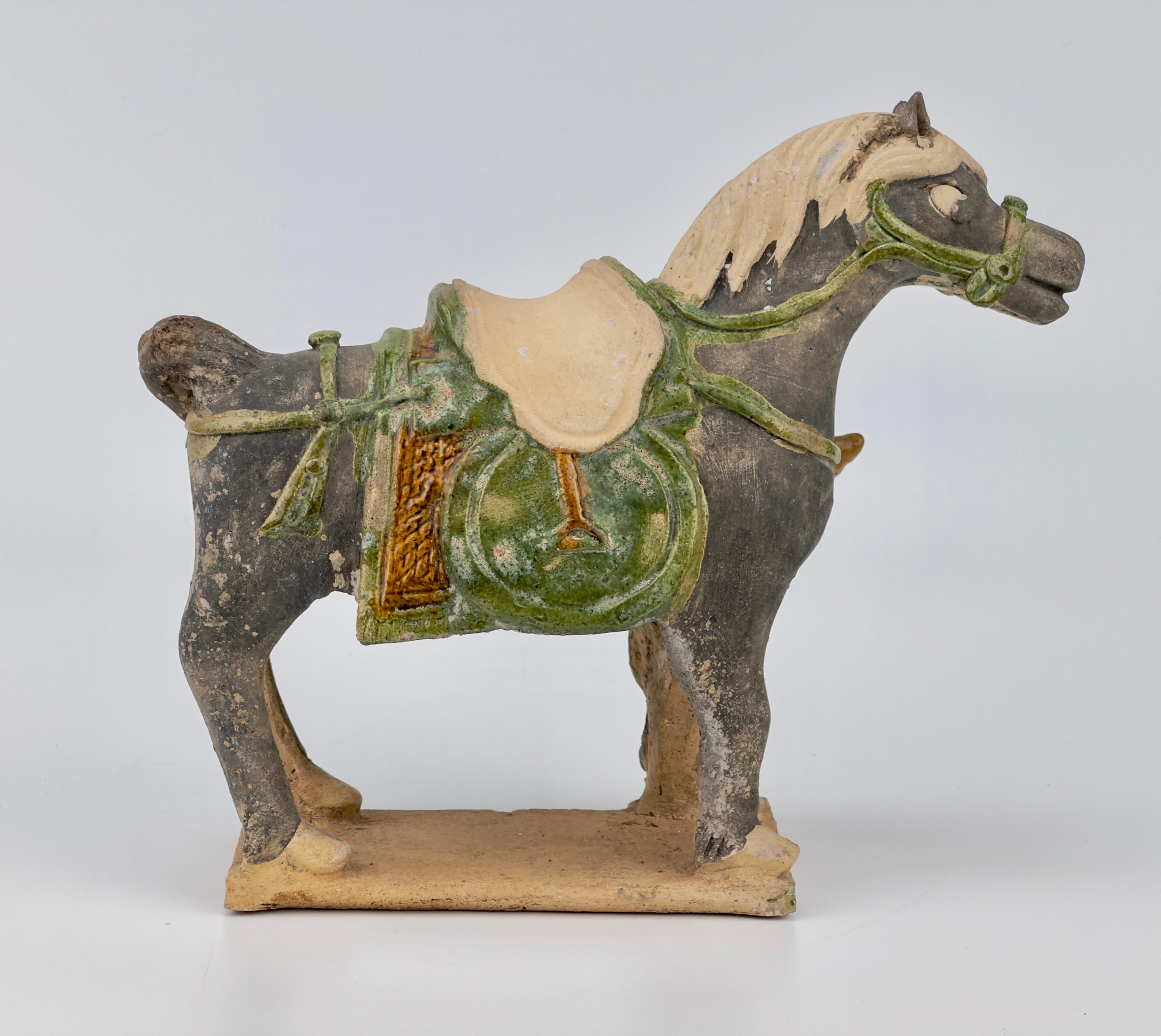 Hong Kong Ming Dynasty Green-Glazed Horse and Rider (15-16th Century) For Sale