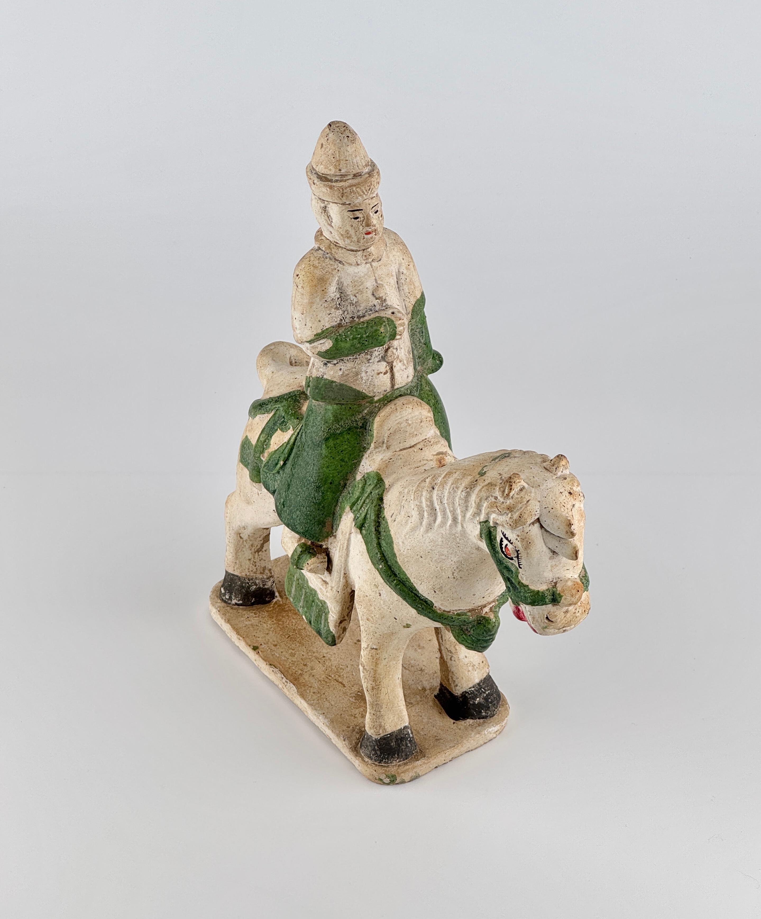 Green Glazed Horse and Rider, Ming period(15-16th Century) For Sale 2