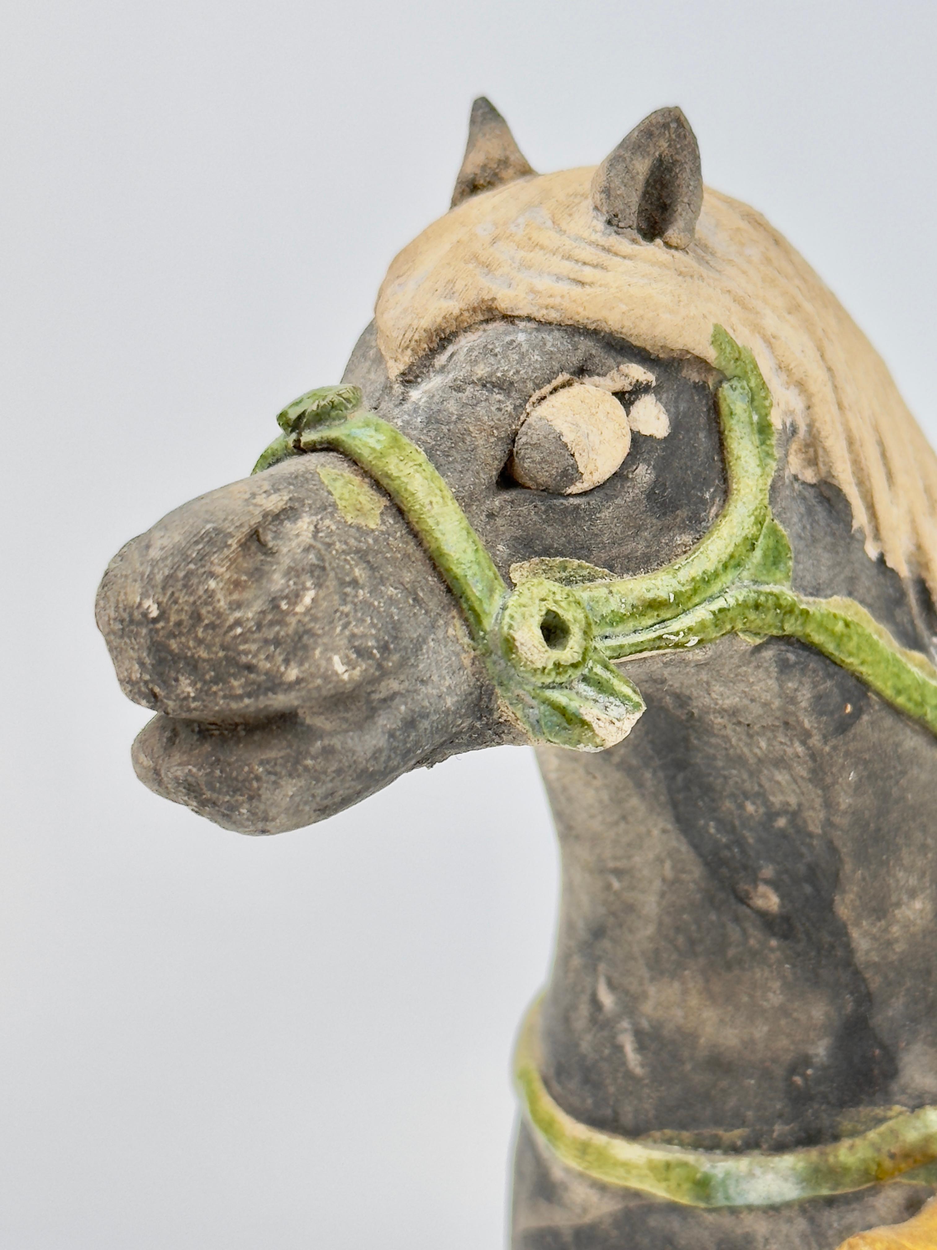 Green-Glazed Horse and Rider, Ming period(15-16th Century) For Sale 3
