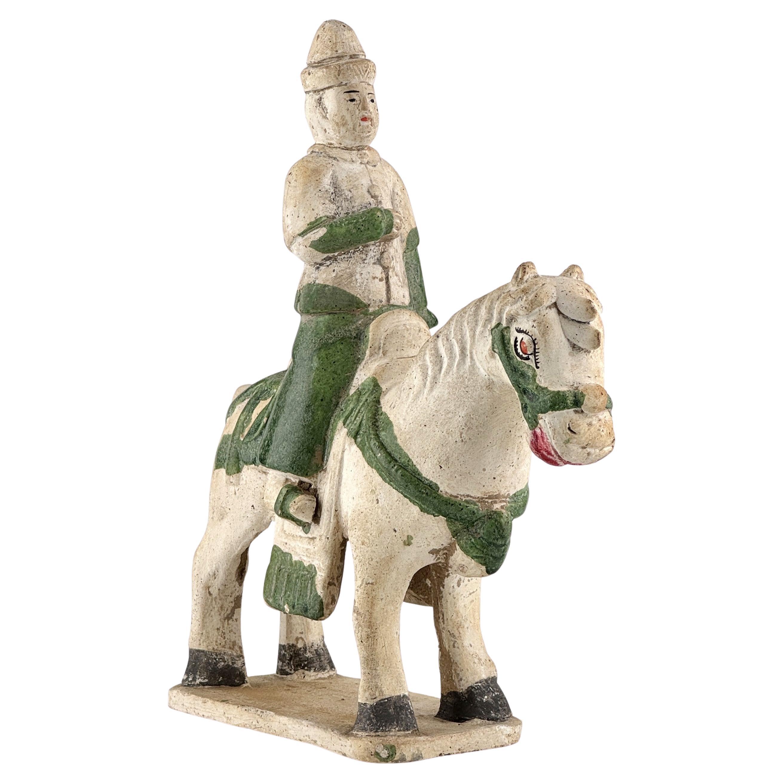 Green Glazed Horse and Rider, Ming period(15-16th Century)