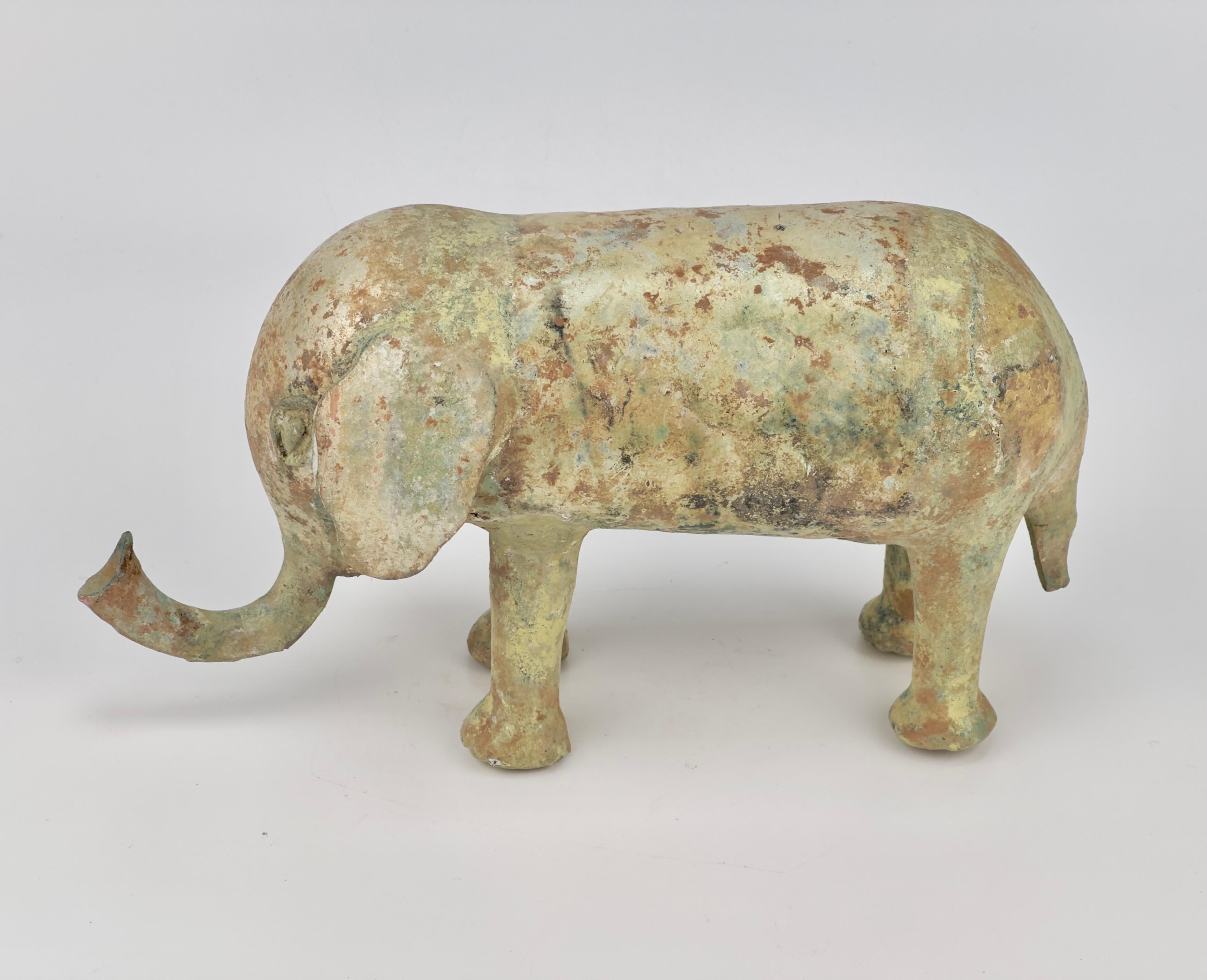 Green-Glazed Pottery Elephant, Han dynasty For Sale 5