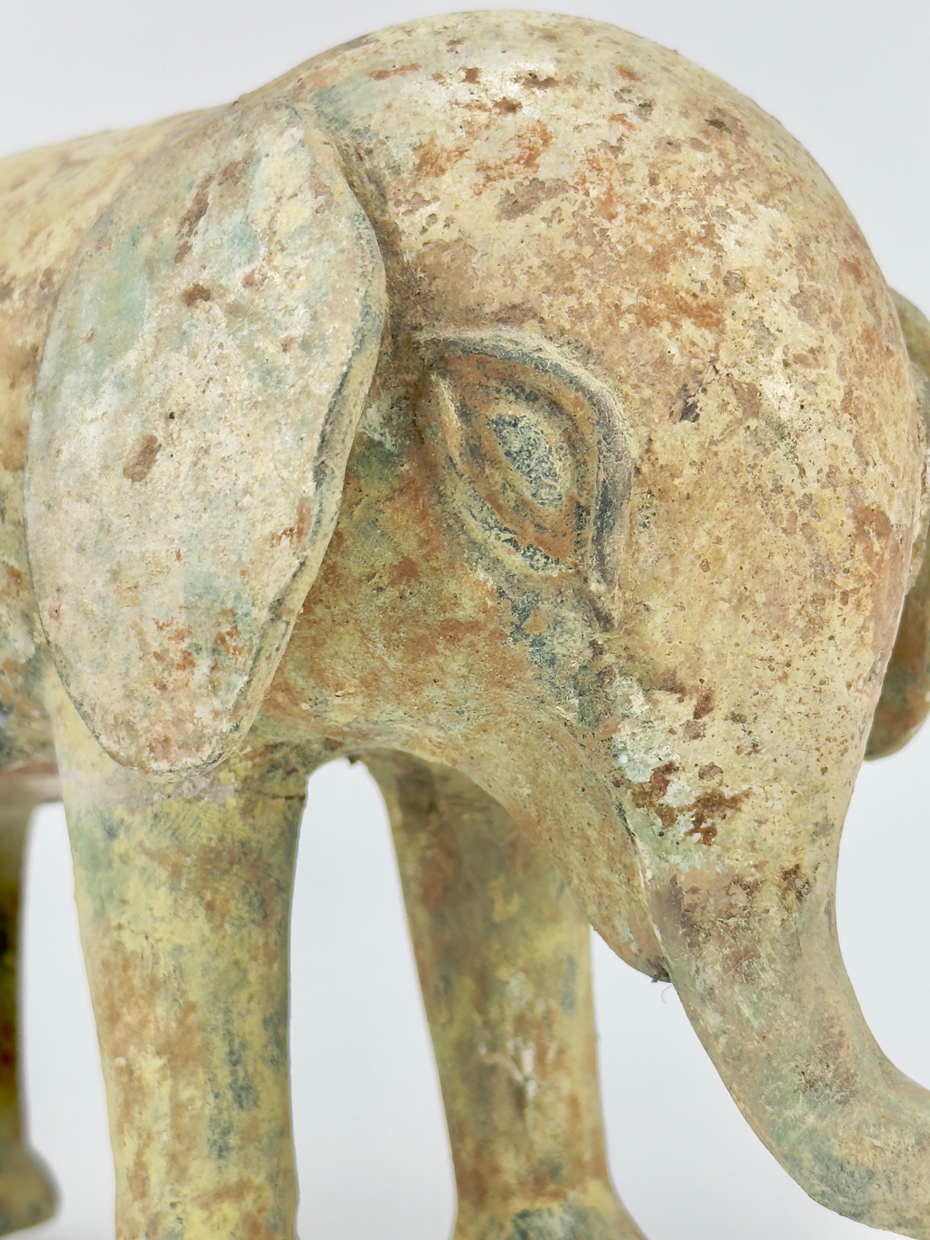 Green-Glazed Pottery Elephant, Han dynasty For Sale 7