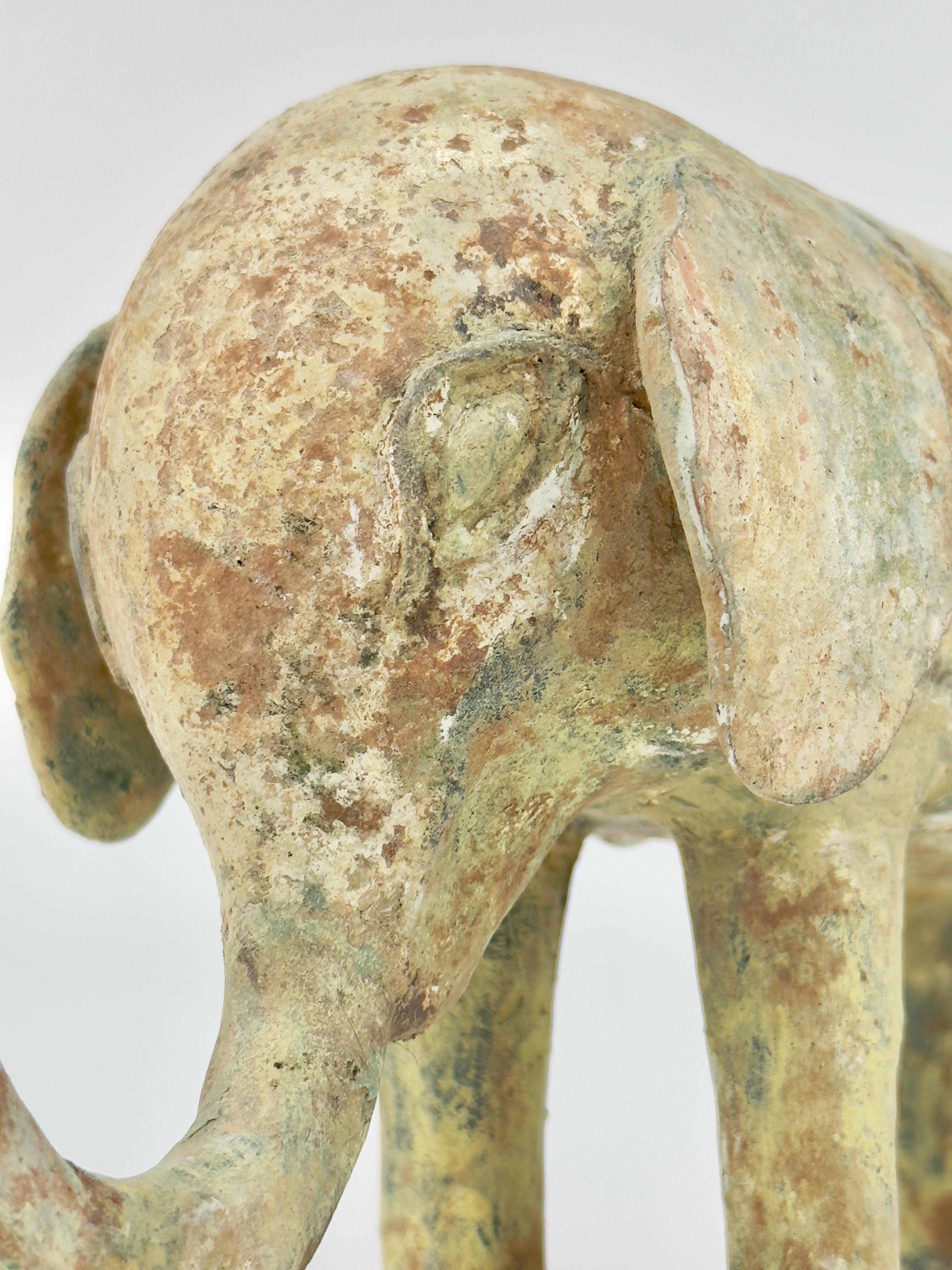 Green-Glazed Pottery Elephant, Han dynasty For Sale 8
