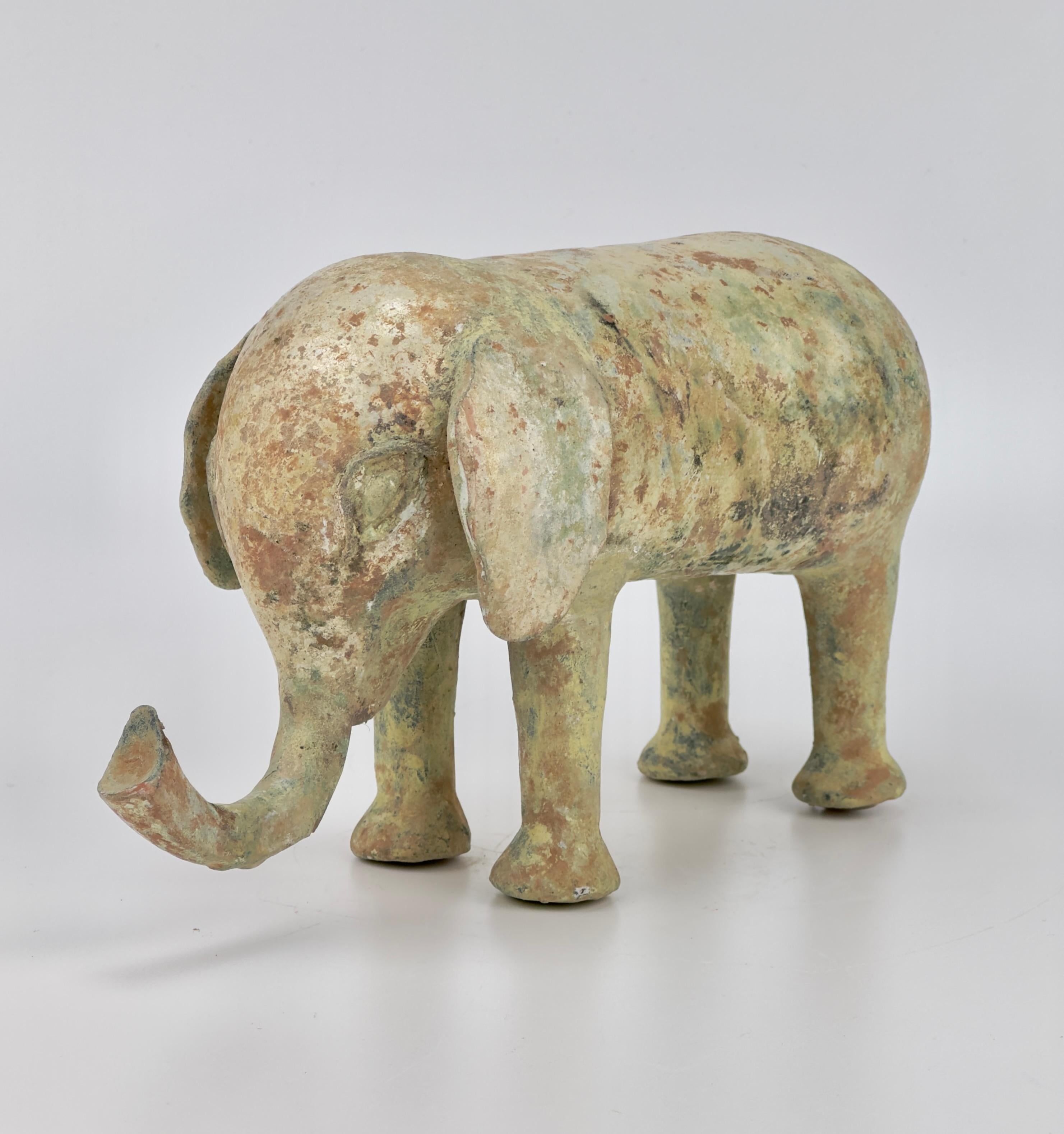 Hong Kong Green-Glazed Pottery Elephant, Han dynasty For Sale
