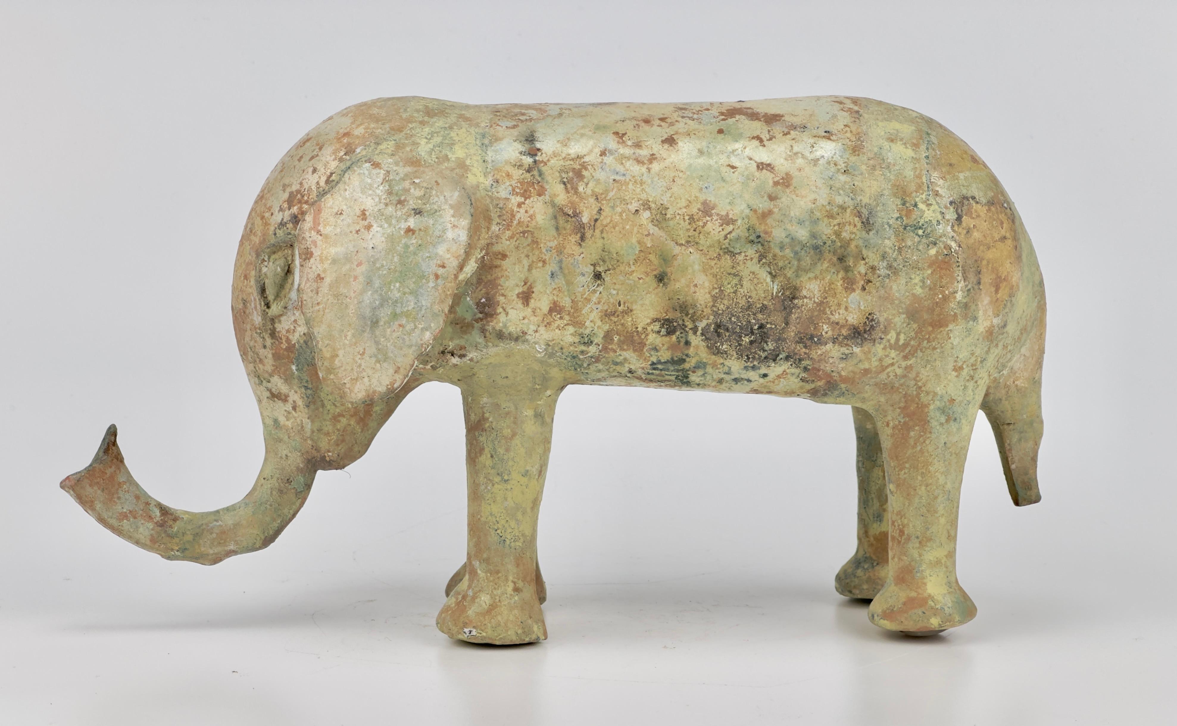 Green-Glazed Pottery Elephant, Han dynasty In Good Condition For Sale In seoul, KR