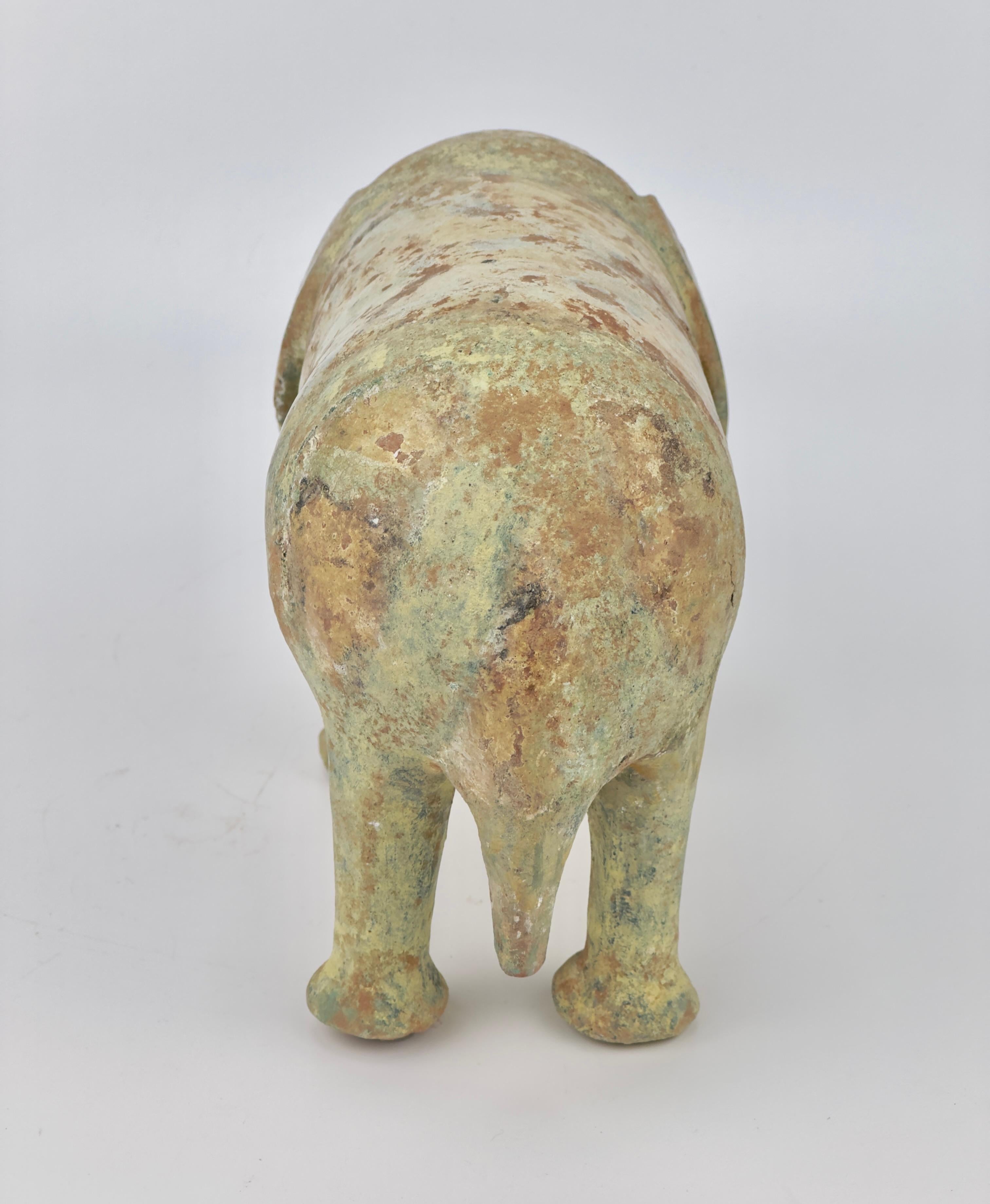 18th Century and Earlier Green-Glazed Pottery Elephant, Han dynasty For Sale