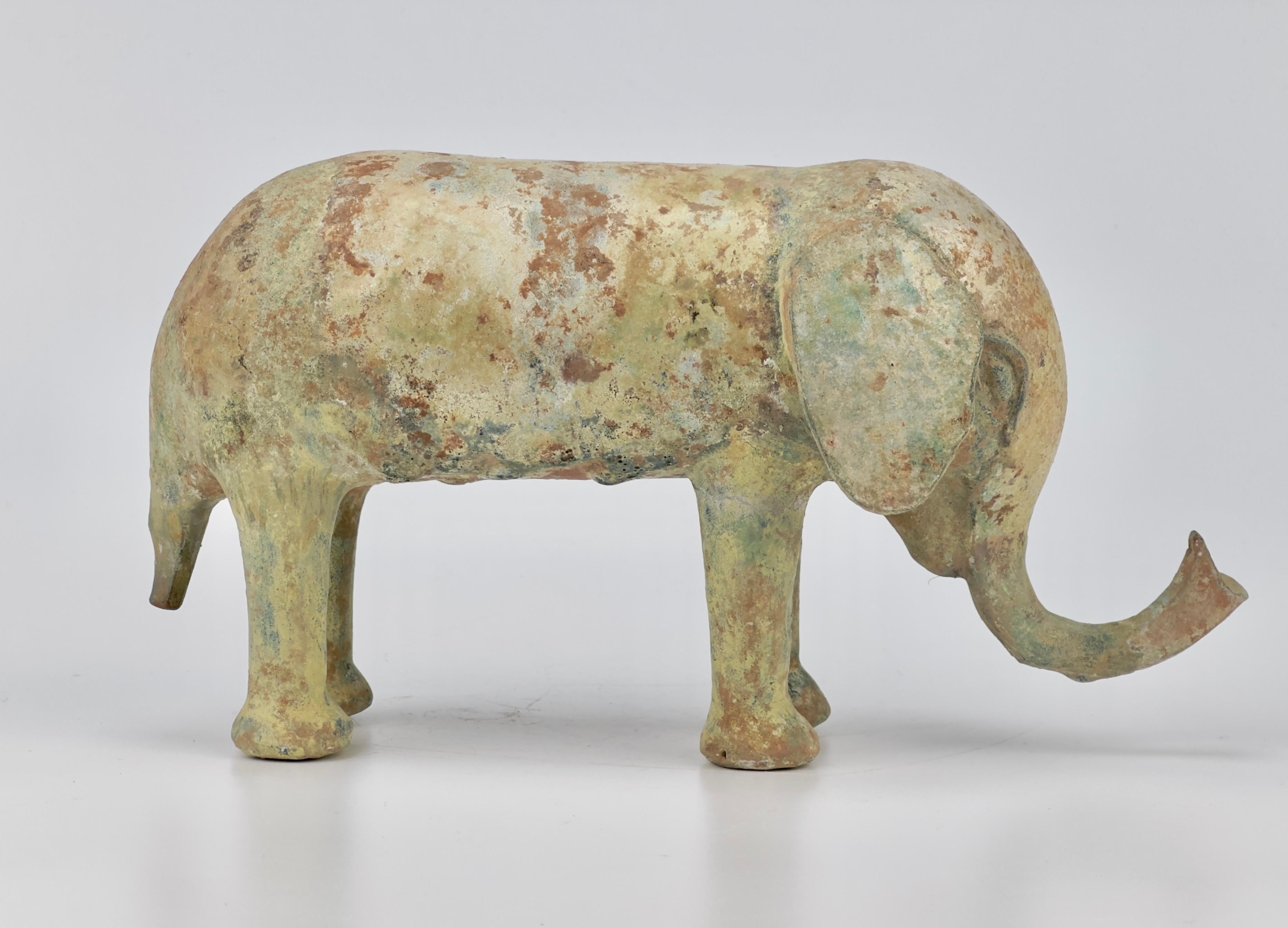 Green-Glazed Pottery Elephant, Han dynasty For Sale 1