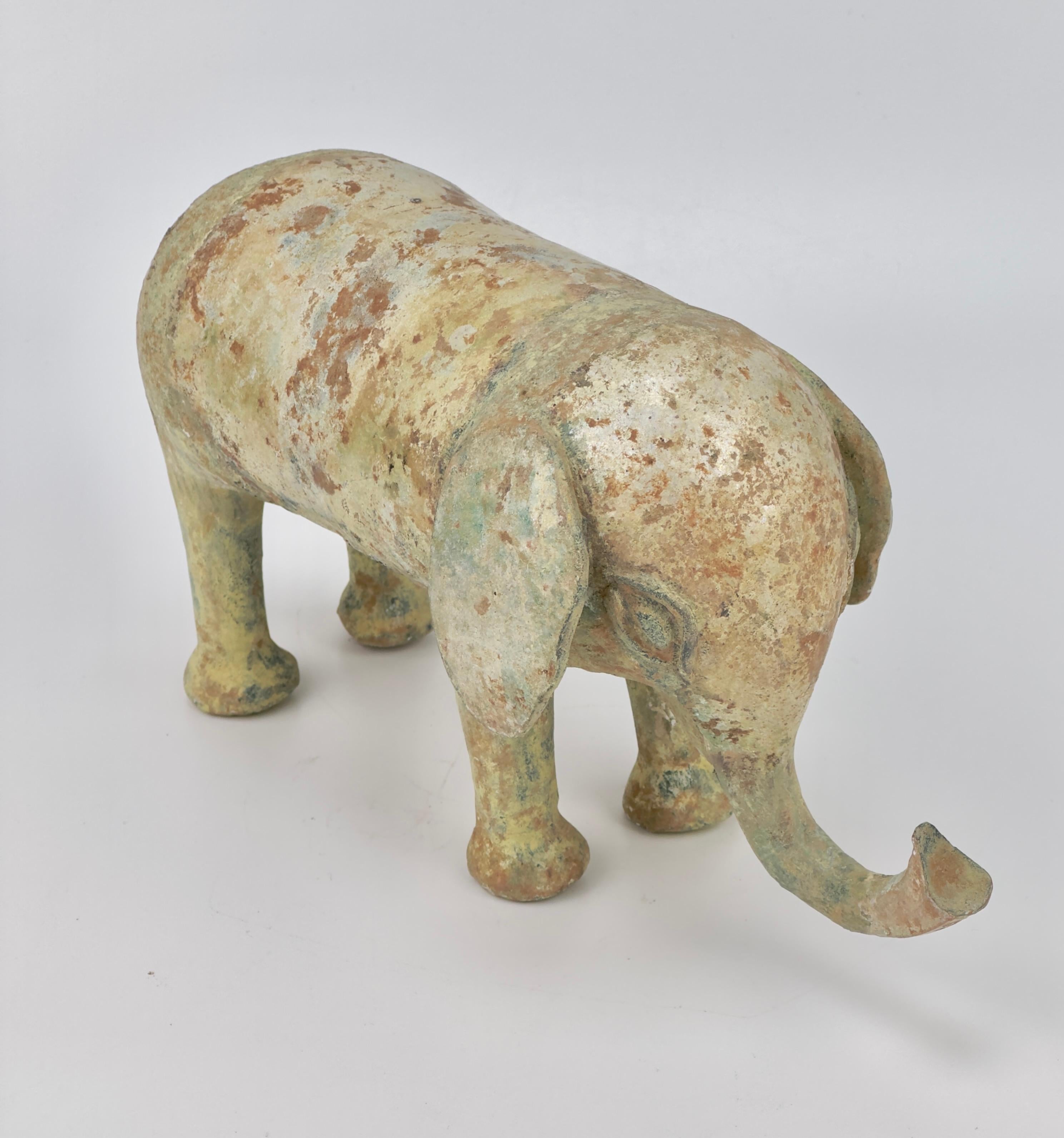 Green-Glazed Pottery Elephant, Han dynasty For Sale 2
