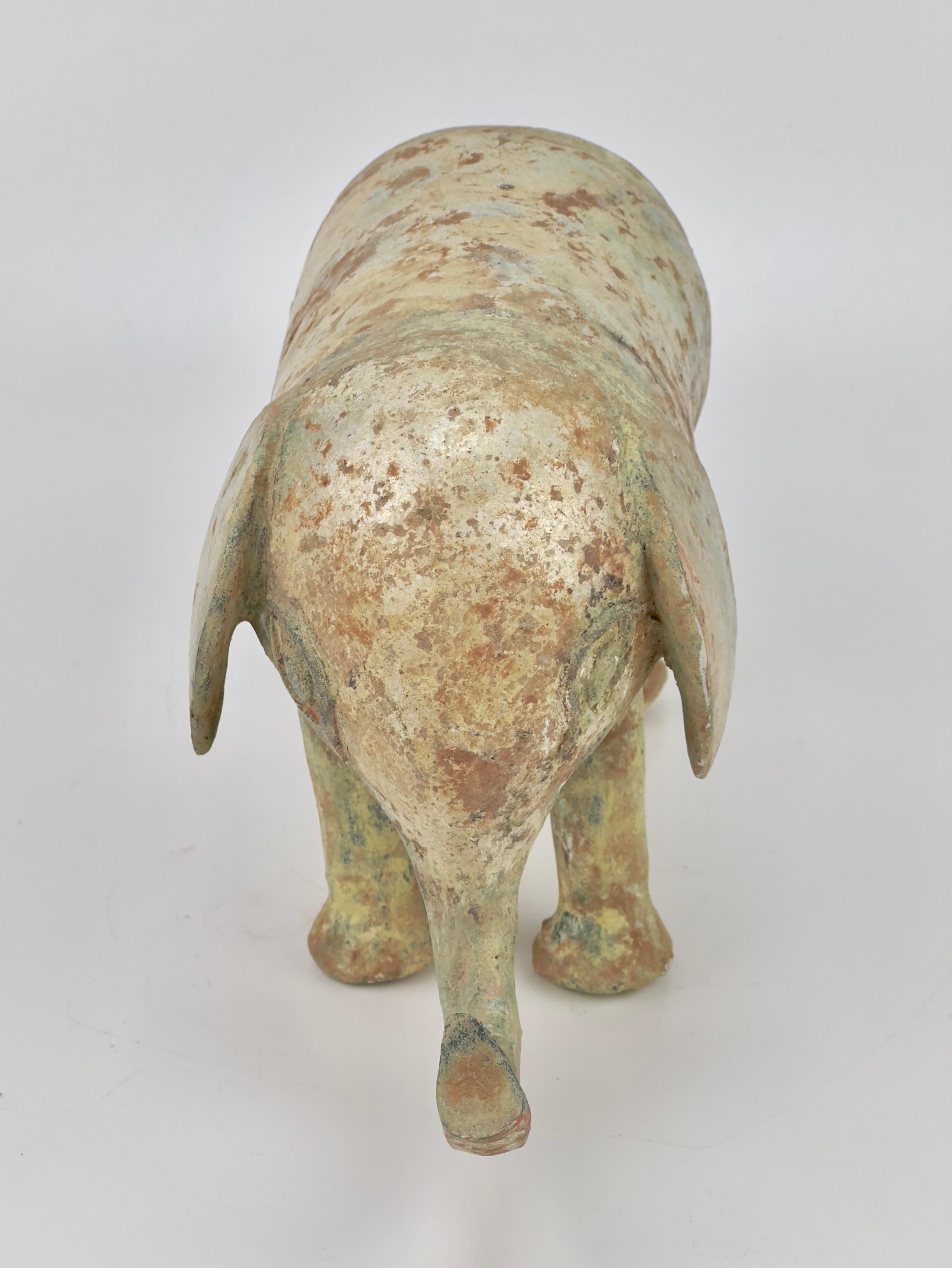 Green-Glazed Pottery Elephant, Han dynasty For Sale 3