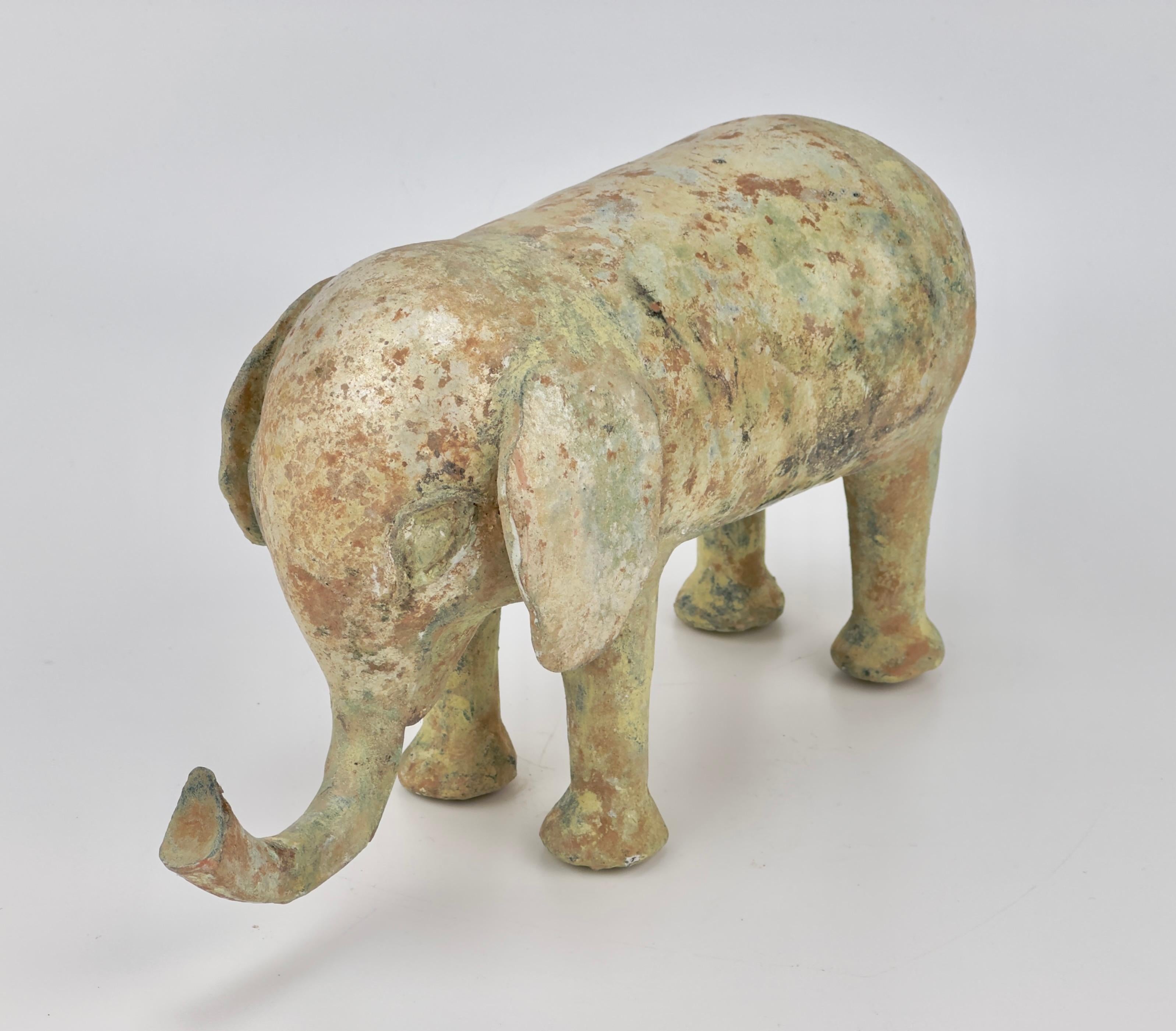 Green-Glazed Pottery Elephant, Han dynasty For Sale 4