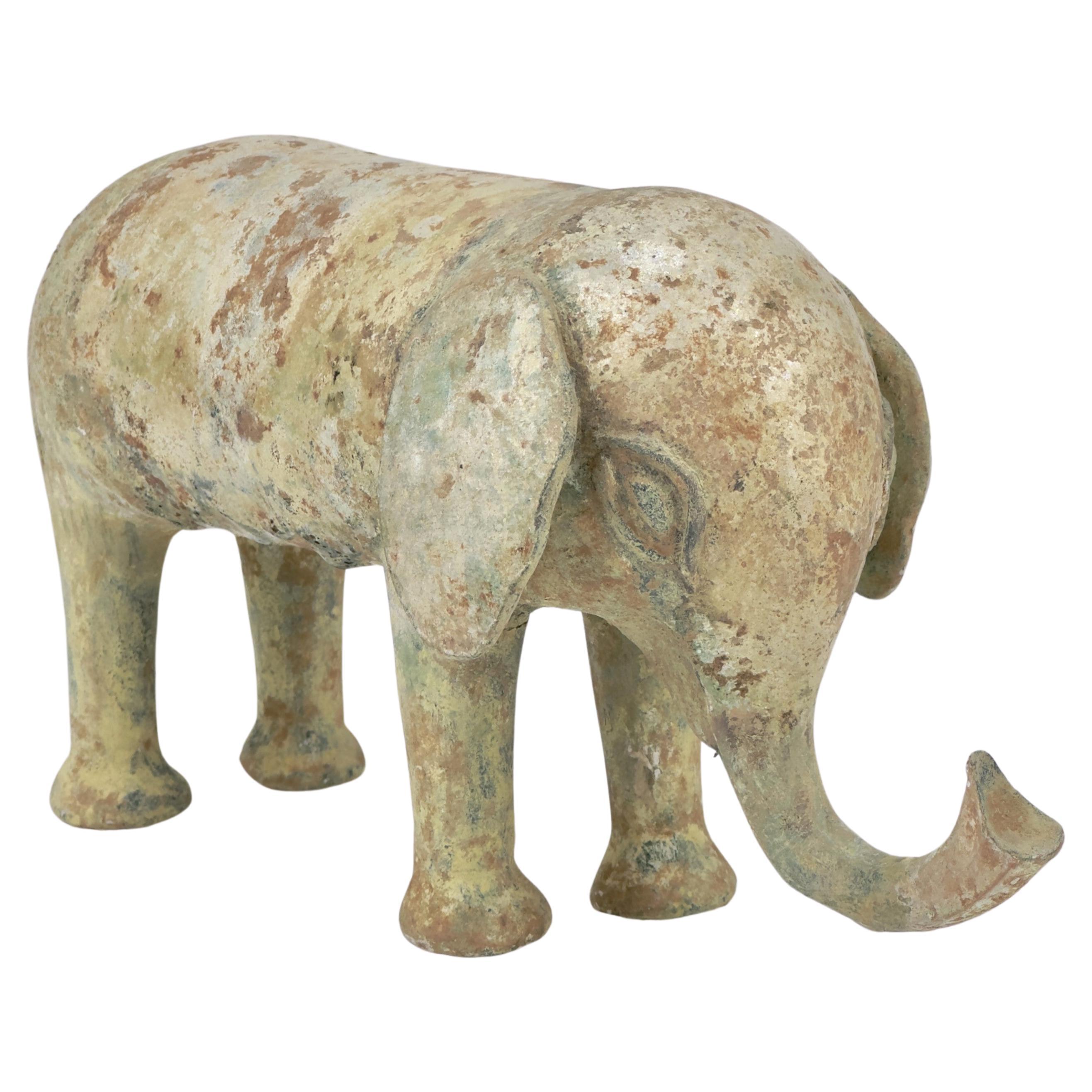 Grün glasierter Keramik-Elefant, Han Dynasty