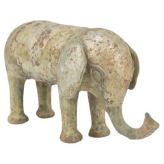 Elefante de cerámica vidriada en verde, dinastía Han
