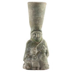 Green-glazed pottery 'figural' lamp, Han Dynasty