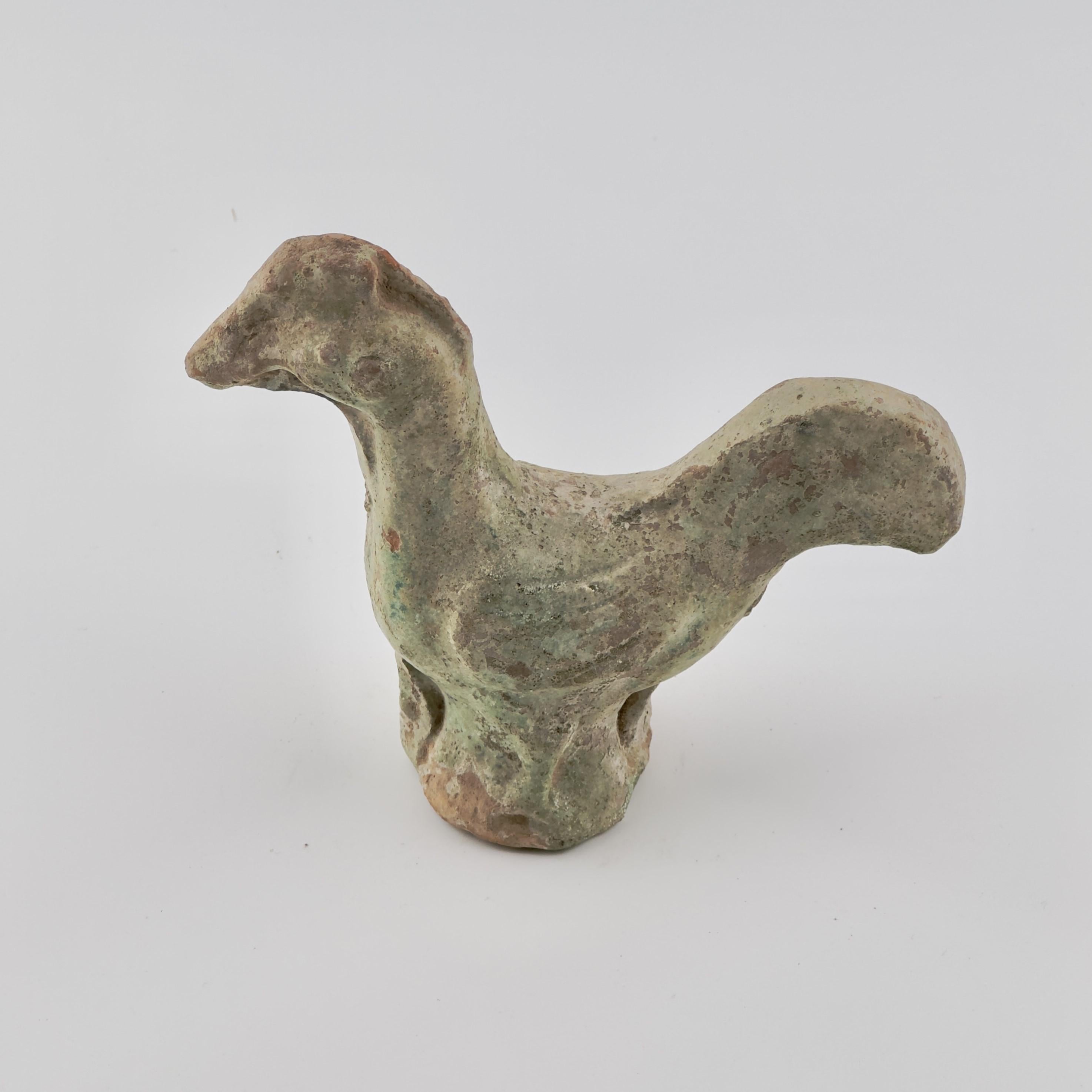 Green Glazed Pottery Figure of Rooster, Han dynasty (206 BC-220 AD) For Sale 5