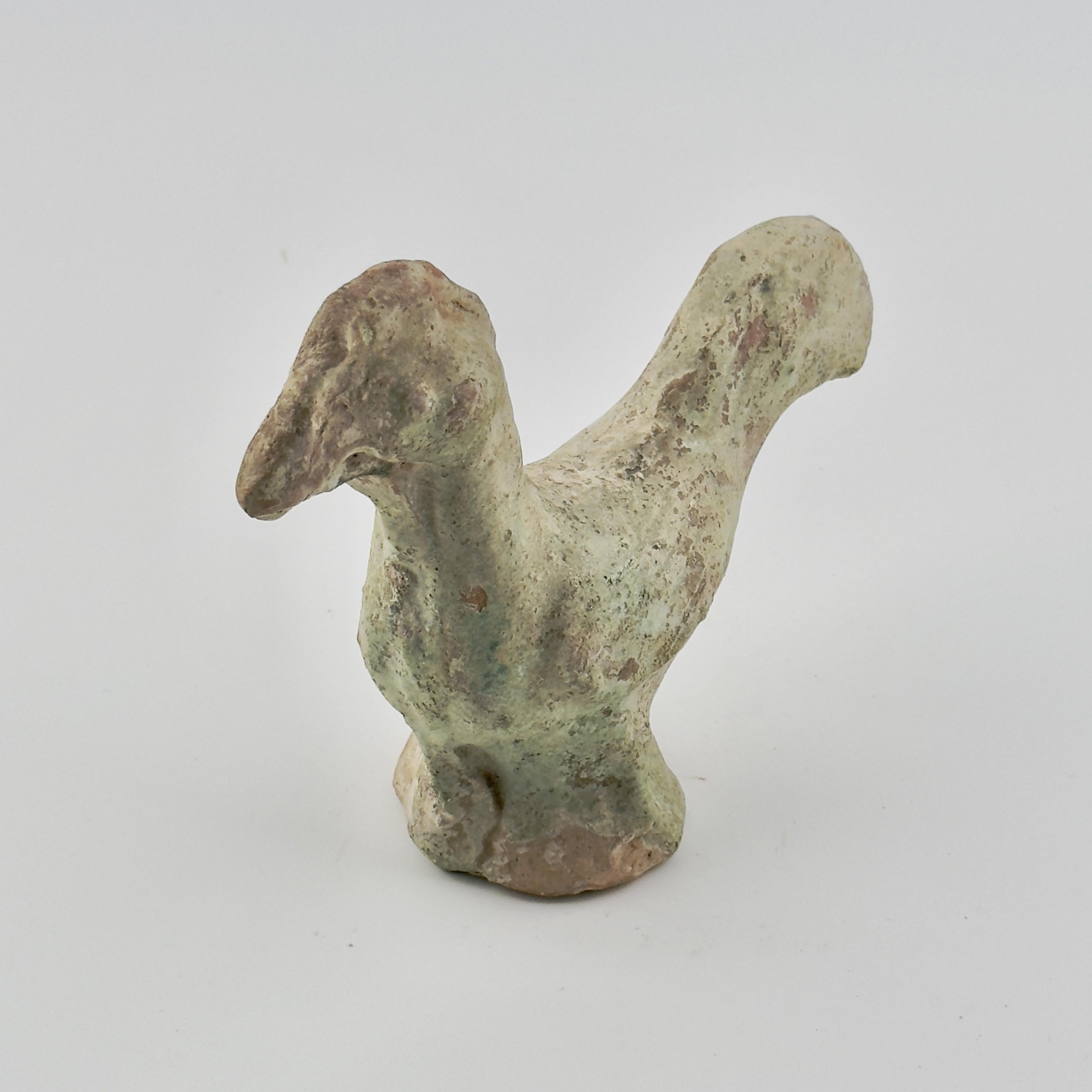 Green Glazed Pottery Figure of Rooster, Han dynasty (206 BC-220 AD) For Sale 6