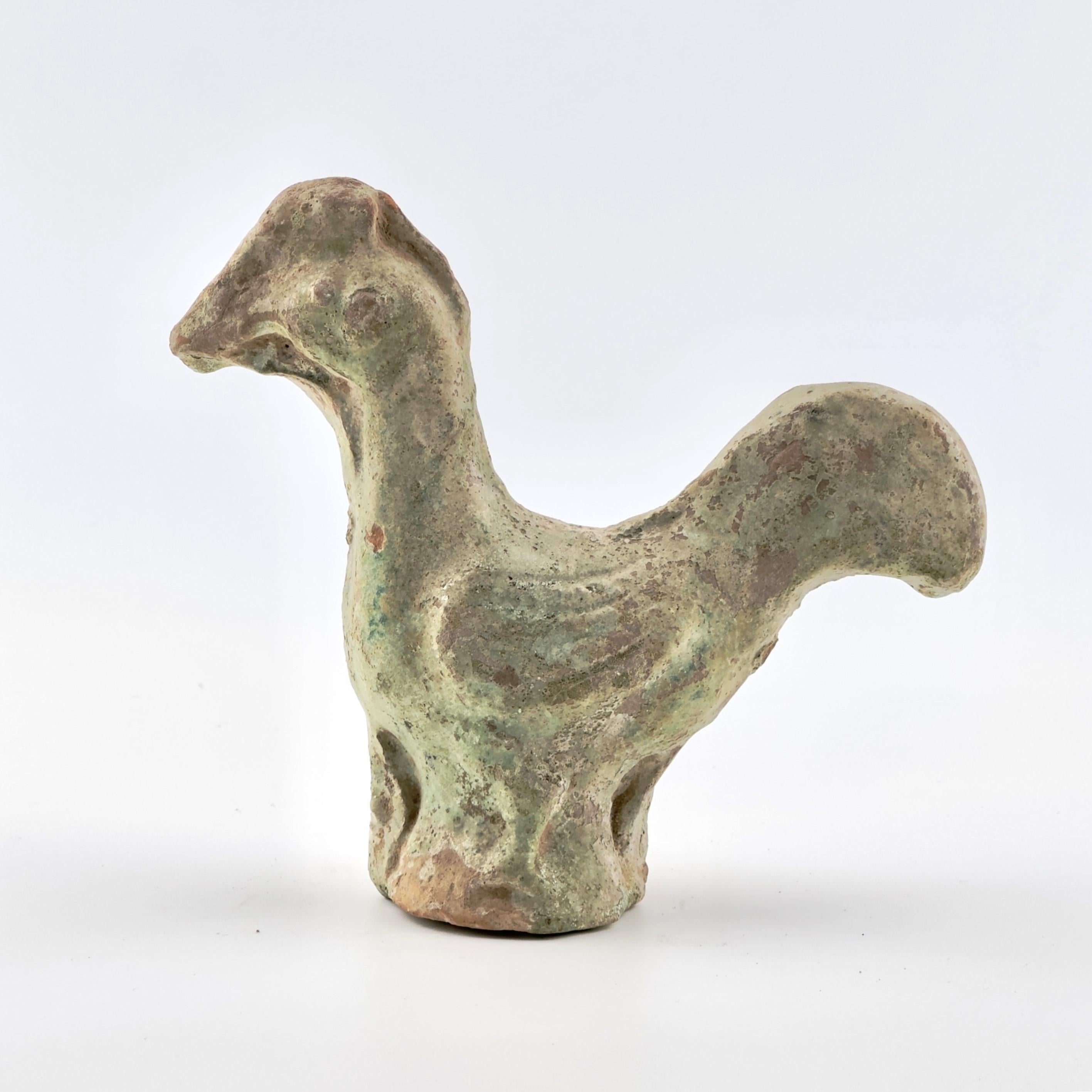 Green Glazed Pottery Figure of Rooster, Han dynasty (206 BC-220 AD) For Sale 10