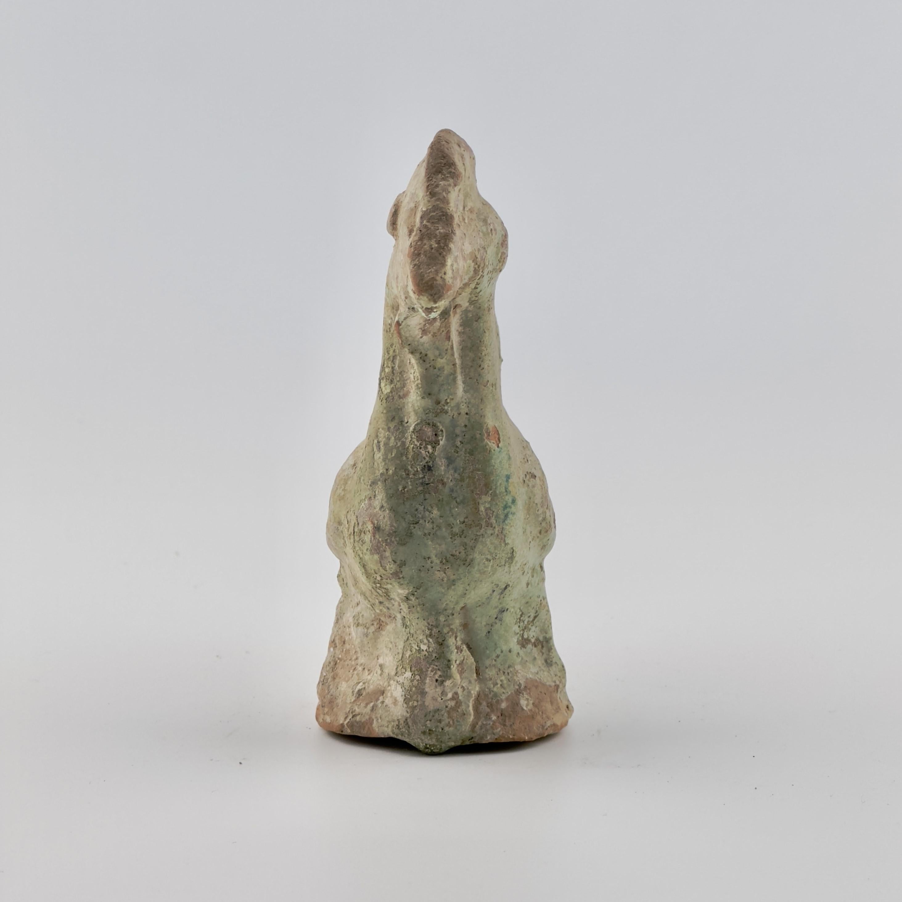 Hong Kong Green Glazed Pottery Figure of Rooster, Han dynasty (206 BC-220 AD) For Sale