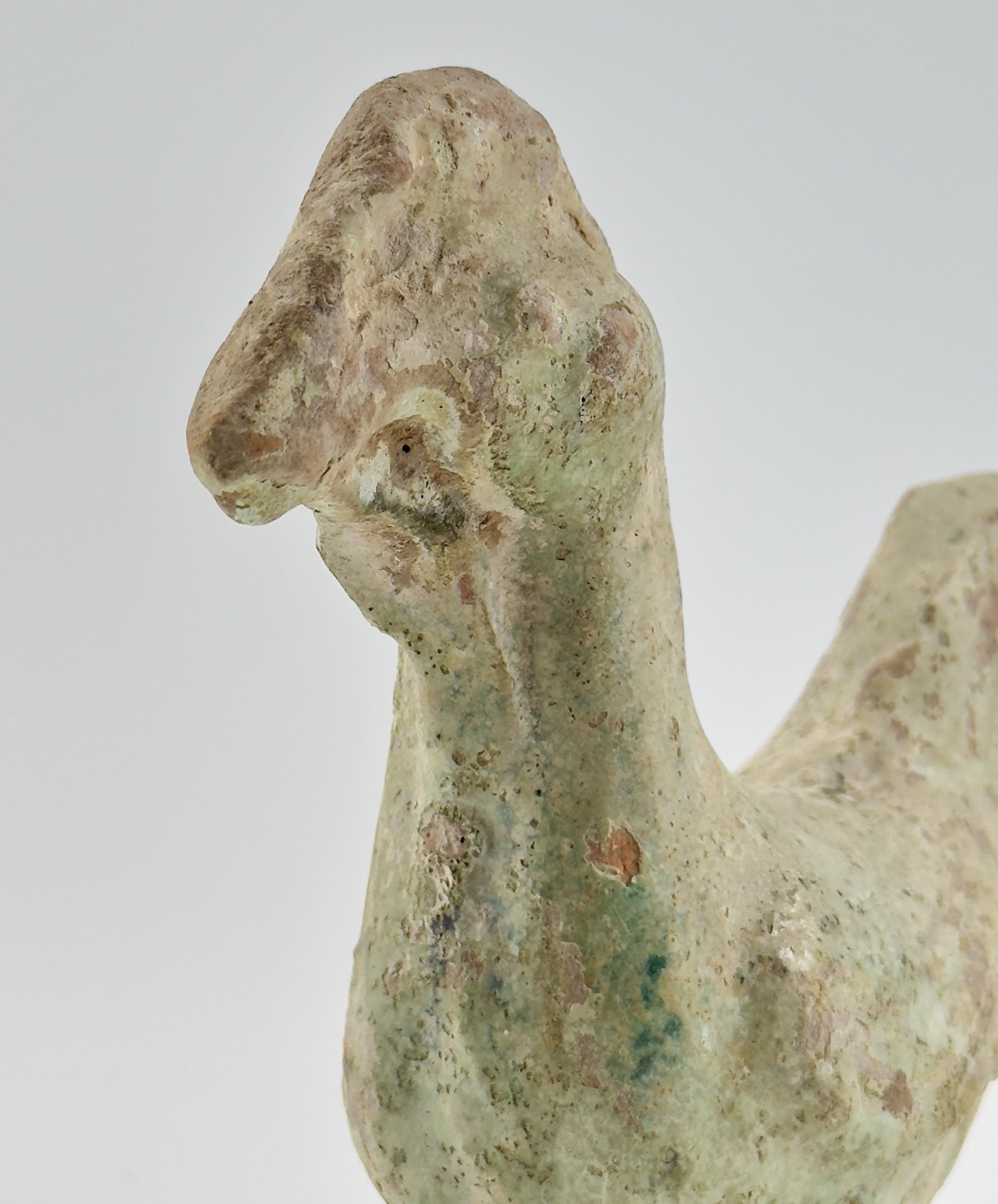Green Glazed Pottery Figure of Rooster, Han dynasty (206 BC-220 AD) For Sale 2
