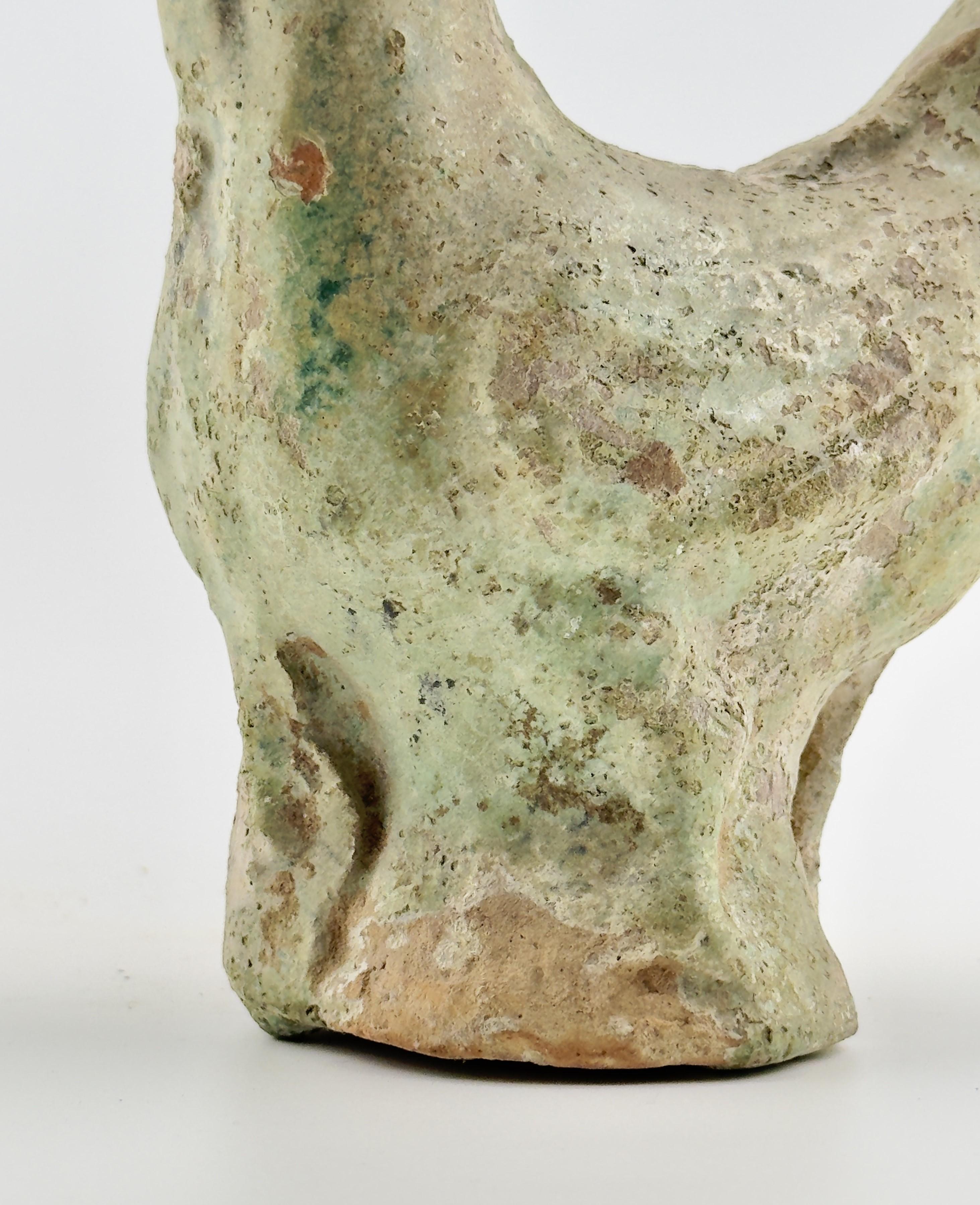 Green Glazed Pottery Figure of Rooster, Han dynasty (206 BC-220 AD) For Sale 4