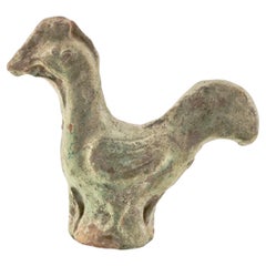 Figura de gallo de cerámica vidriada verde, dinastía Han (206 a.C.- 220 d.C.)