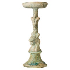 Green-glazed pottery lampstand, Han Dynasty(206BC-220AD)