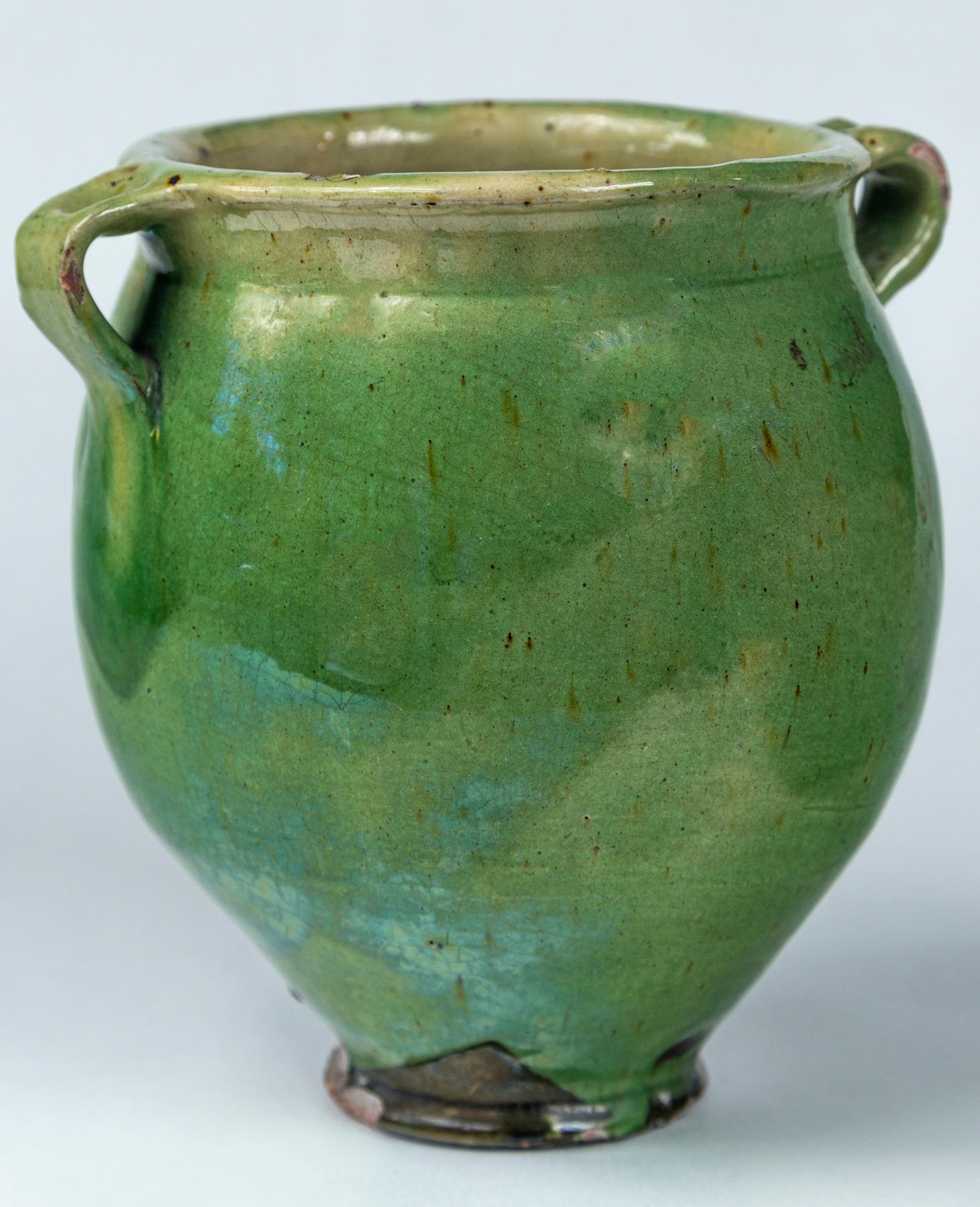 Green Glazed Pottery Storage Jar, France, Early 20th Century 1