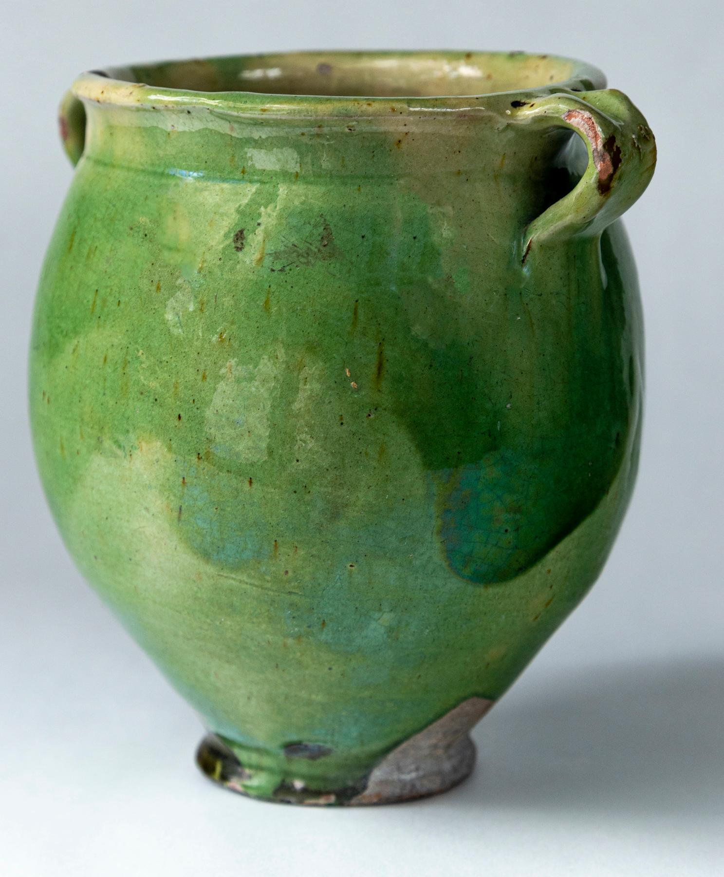 Green Glazed Pottery Storage Jar, France, Early 20th Century 2