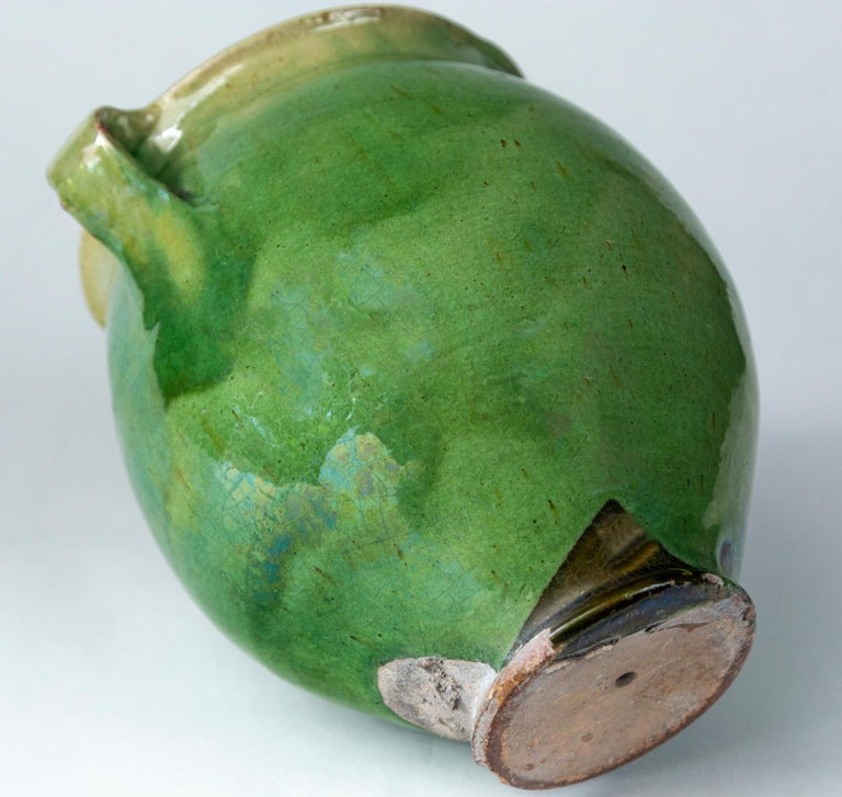 Green Glazed Pottery Storage Jar, France, Early 20th Century For Sale