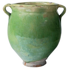Green Glazed Pottery Storage Jar, France, Early 20th Century