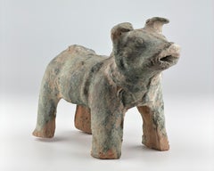 Green Glazed Red Pottery Figure of Dog