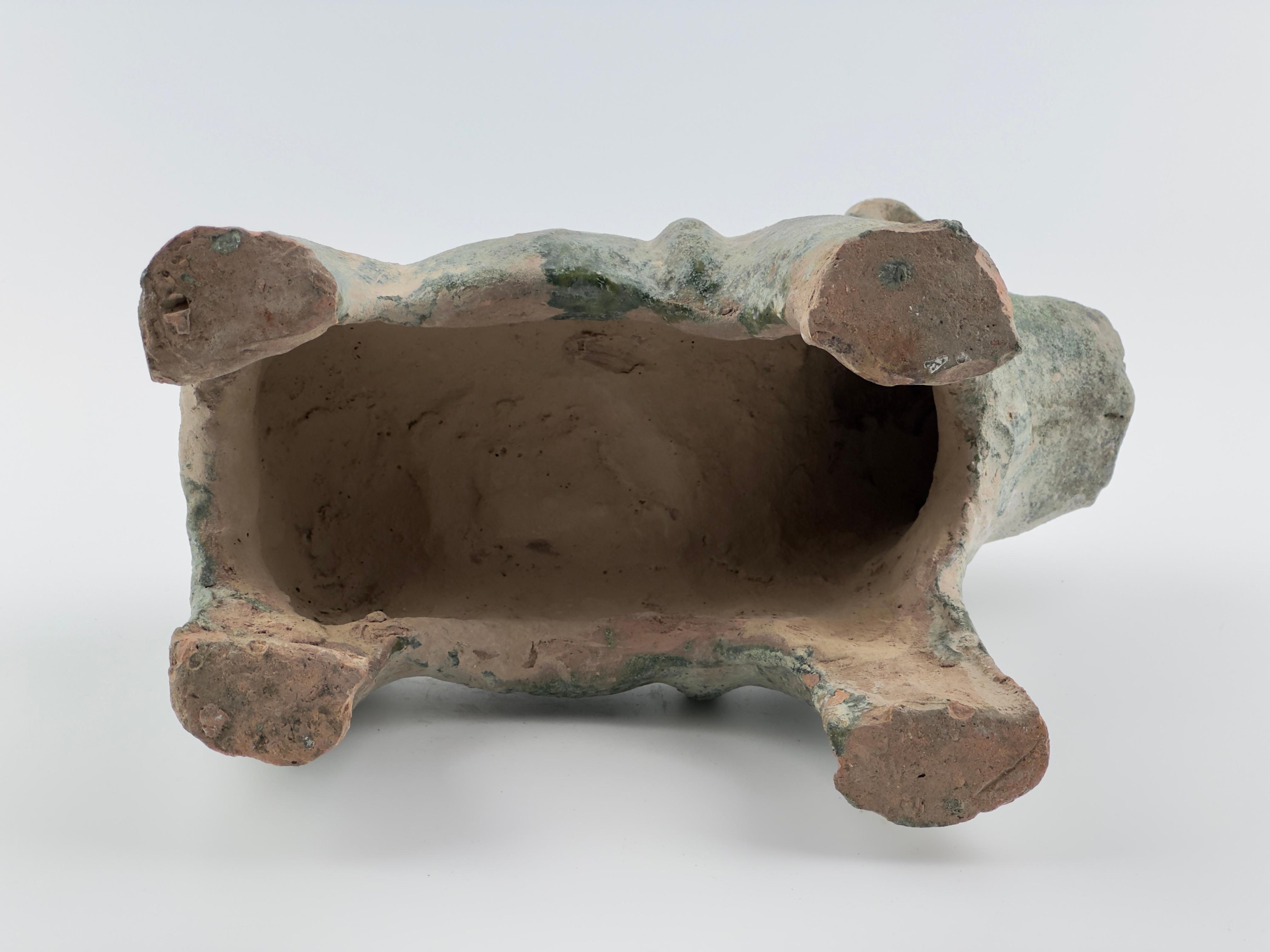 Green Glazed Red Pottery Figure of Dog, Han dynasty (206 BC-220 AD) For Sale 9