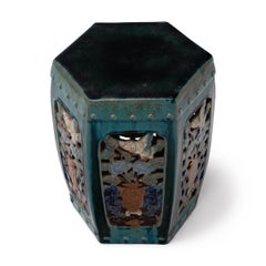 Green Glazed Sancai Blossom Garden Stool