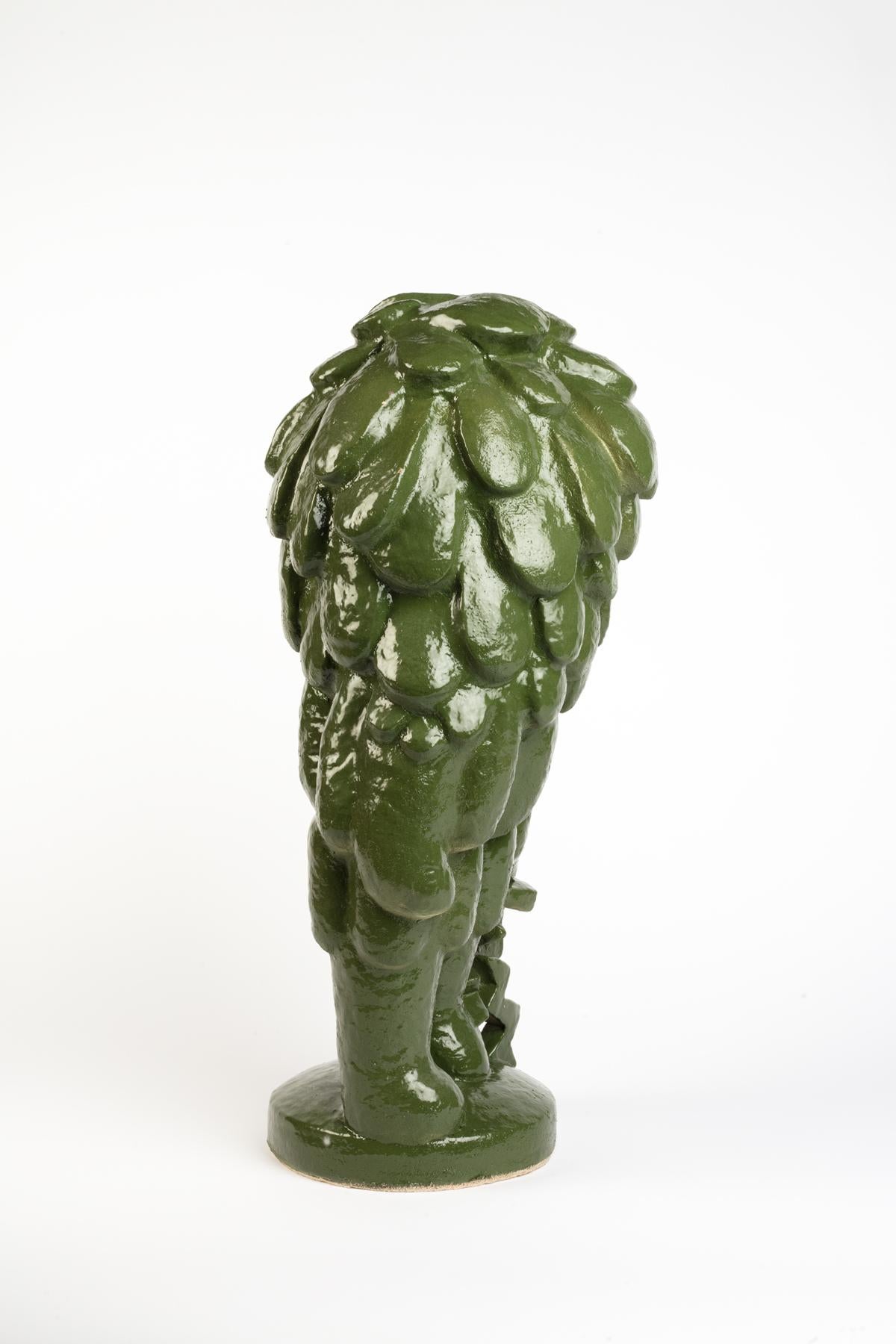 Beaux Arts Green glazed stoneware sculpture by Laurent Dufour, 2023 For Sale