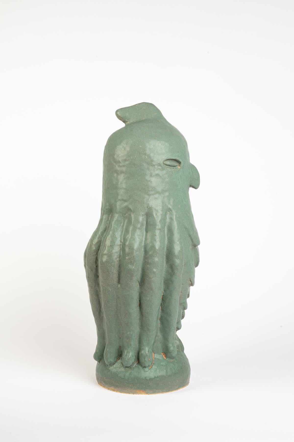 Beaux Arts Green glazed stoneware sculpture by Laurent Dufour, 2023 For Sale