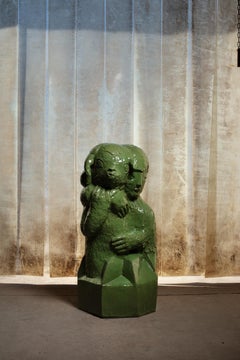 Green glazed stoneware sculpture entitled « Thésée » by Laurent Dufour, 2026.