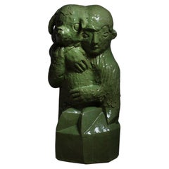 Green glazed stoneware sculpture entitled « Thésée » by Laurent Dufour, 2026.