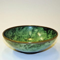 Green Glazed Stonewear Dish by Nittsjö Keramik, Sweden 1940s