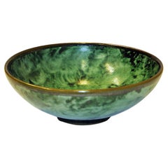 Green Glazed Stonewear Dish by Nittsjö Keramik, Sweden 1940s