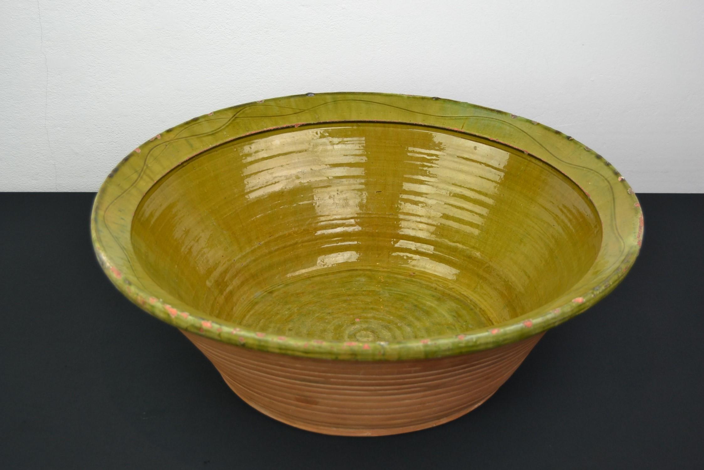 Green Glazed Terracotta Olive Bowl For Sale 2