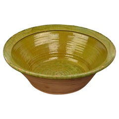 Green Glazed Terra Cotta Olive Bowl, Large Sized