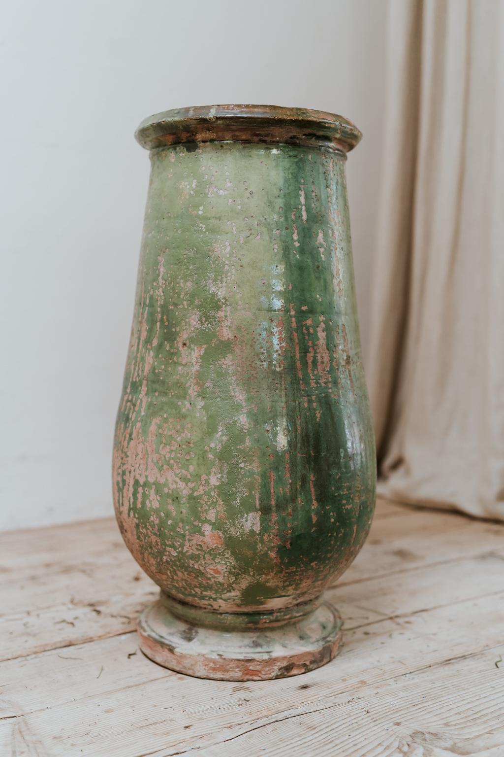 French Green Glazed Terracotta Vase/Jardinière/Planter