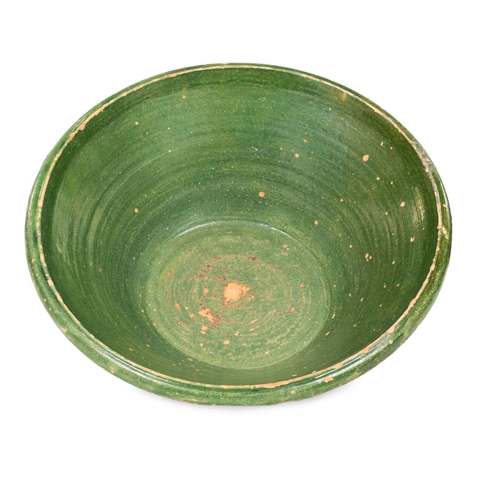 Green glazed terracotta bowl circa 1840, France.