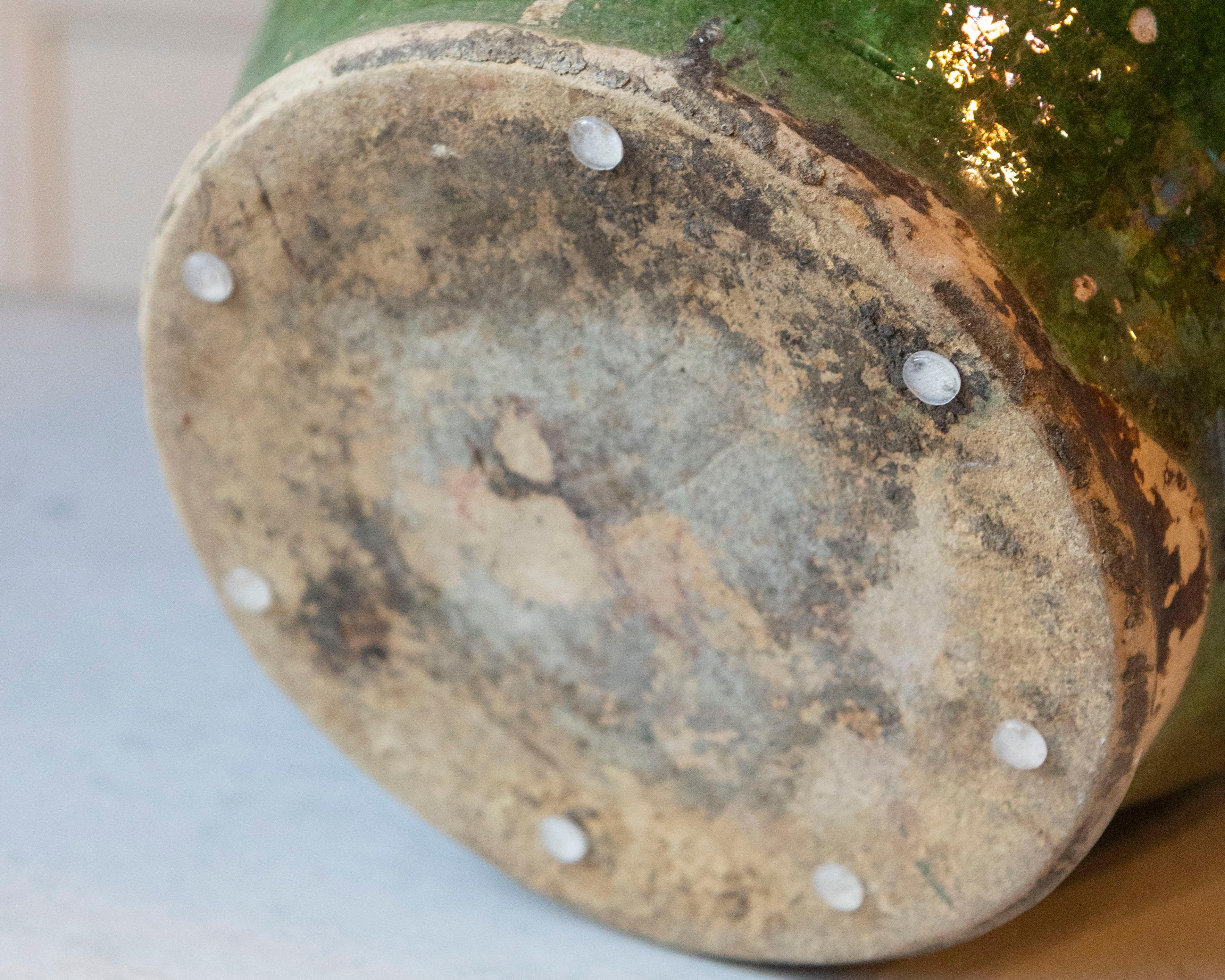 Cruche en terre cuite à glaçure verte, fin du 19e-début du 20e siècle en vente 3