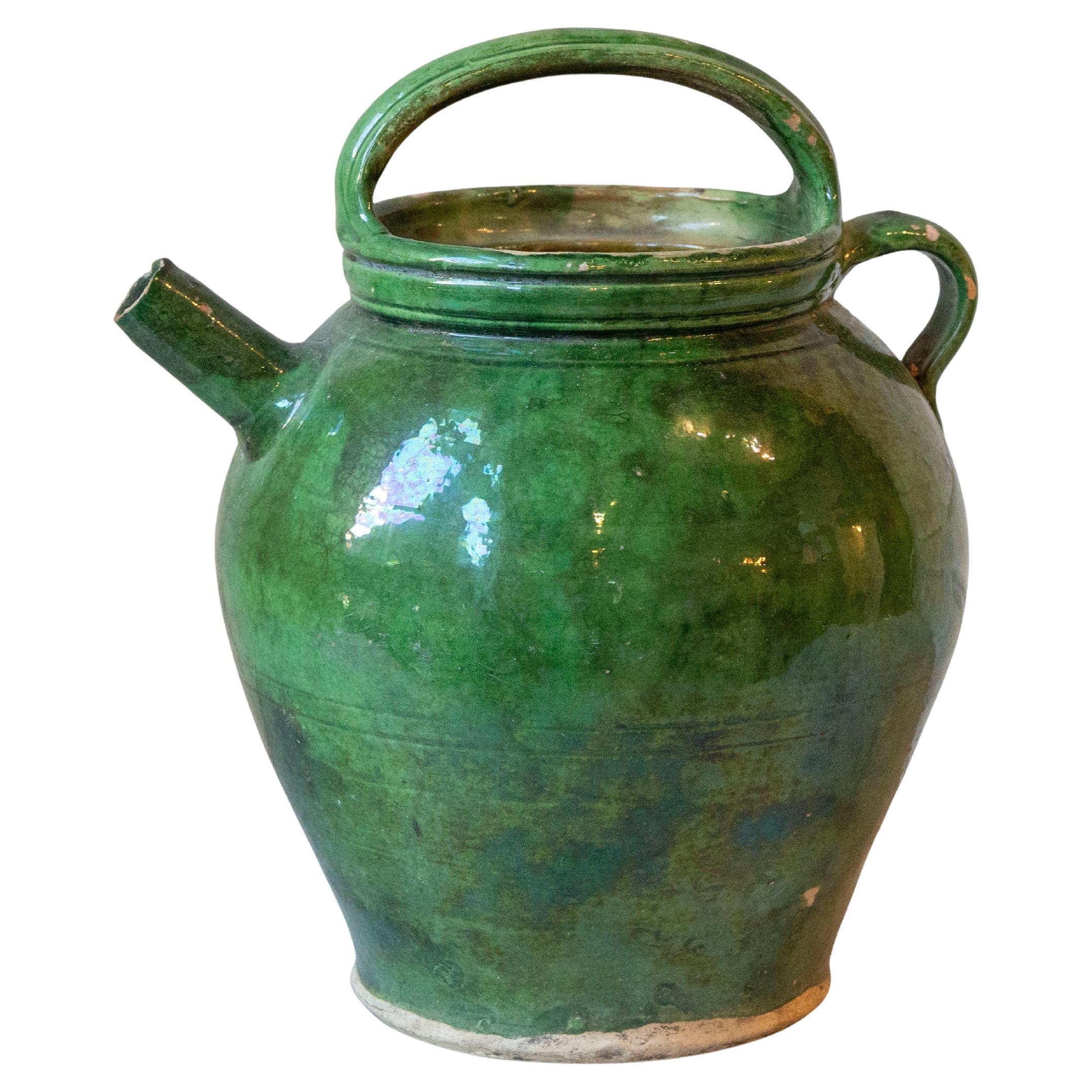 Green-Glazed Terracotta Jug, Late 19th–Early 20th Century